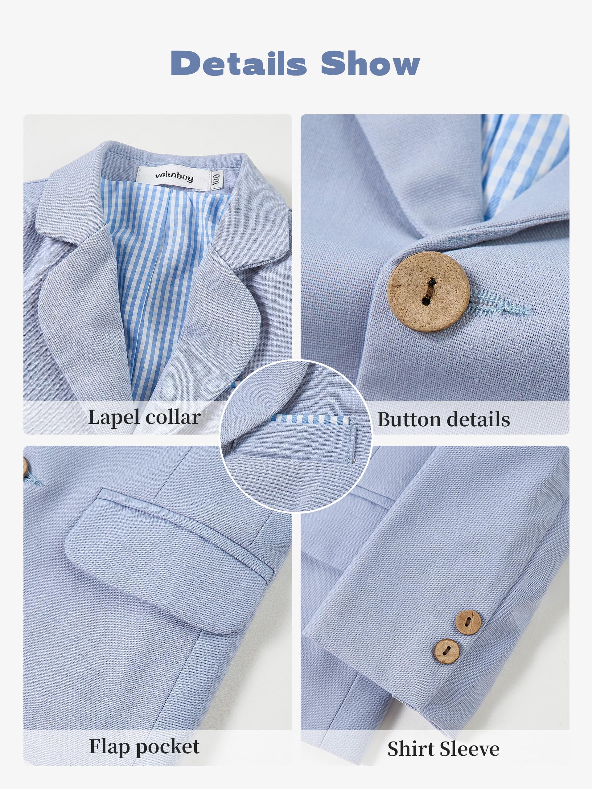 Volunboy Baby Jungen Anzug 2-teilig Blazer & Hose Set aus Baumwolle & Leinen Smoking für Hochzeit & Taufe