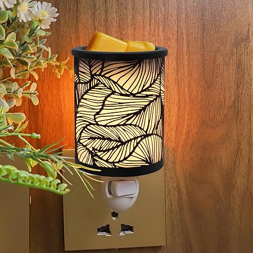 Miniatura 9 de CVHOMEDECO. Calentador eléctrico de cera derretida de pared, estrellas perforadas, calentador de tarta de metal, calentador de velas decorativas