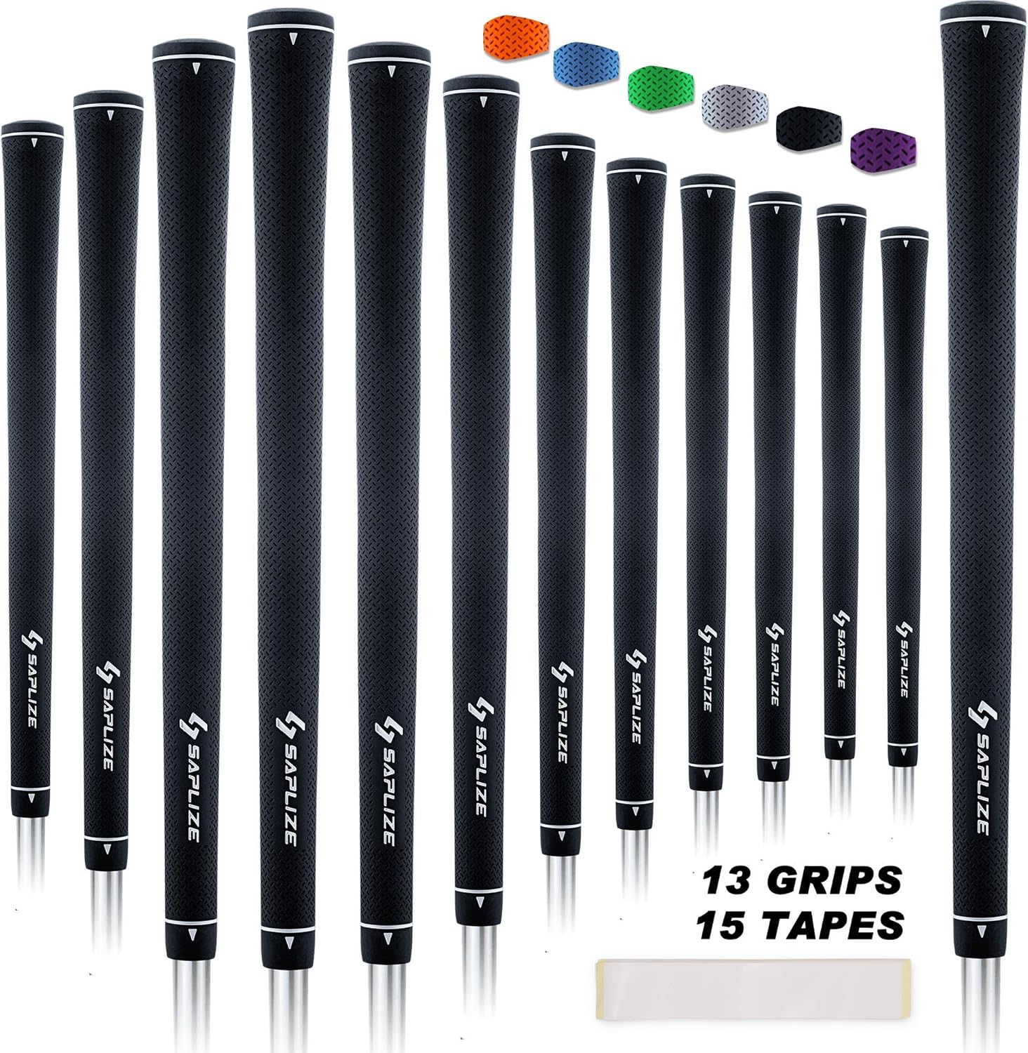 SAPLIZE Golf Grips 13 Pack Midsize Including Free 15 Tapes, Rubber Golf
