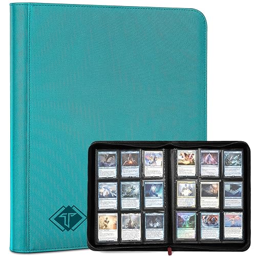 Sammelkarten-Ordner, 9 Taschen, Kartenalbum, Ordner, Kartensammlungsordner mit, passend für MTG Commander EDH Yugioh TCG Spielkarten, Sportkarten (Blaugrün, 432 Taschen) - Blaugrün - 432 Taschen