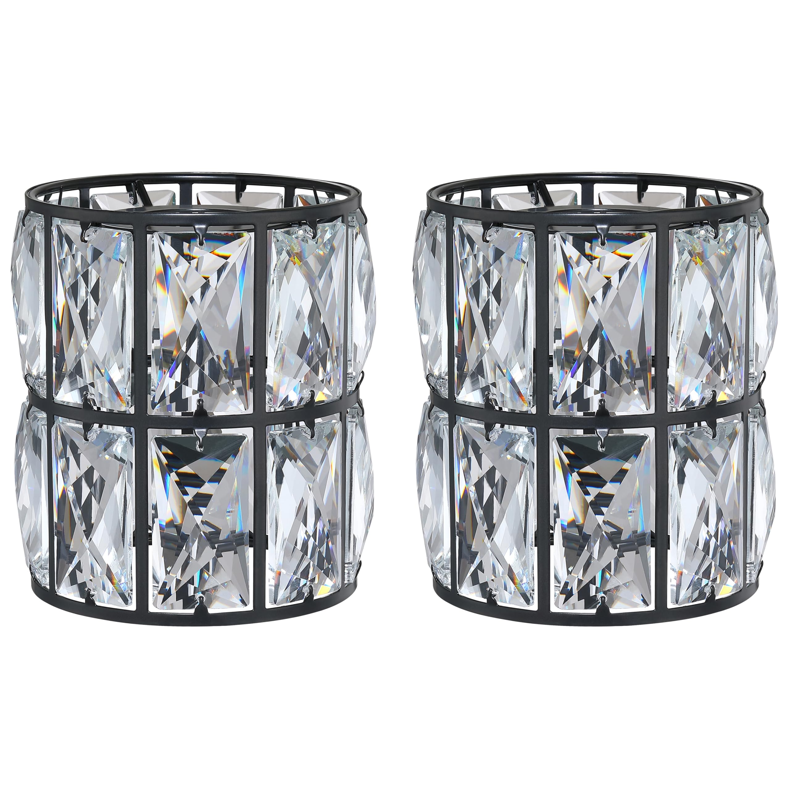 2 Pack Crystal Chandelier Black Lampshade H5*4.7" Wall Sconces Pendant Light