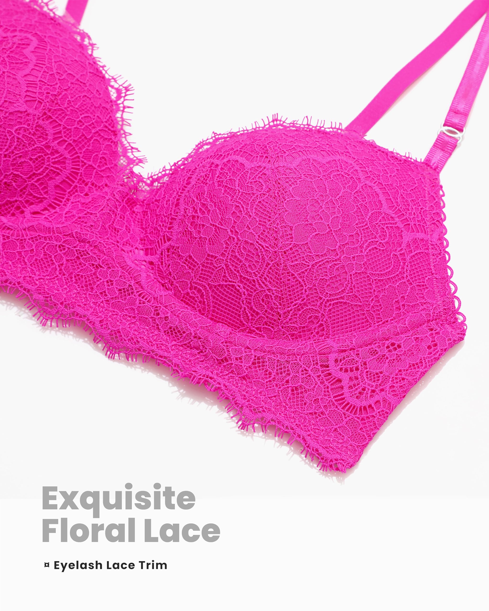 DOBREVA Sujetador Acolchado Push Up de Encaje para Mujer Cómodo y sin Aros