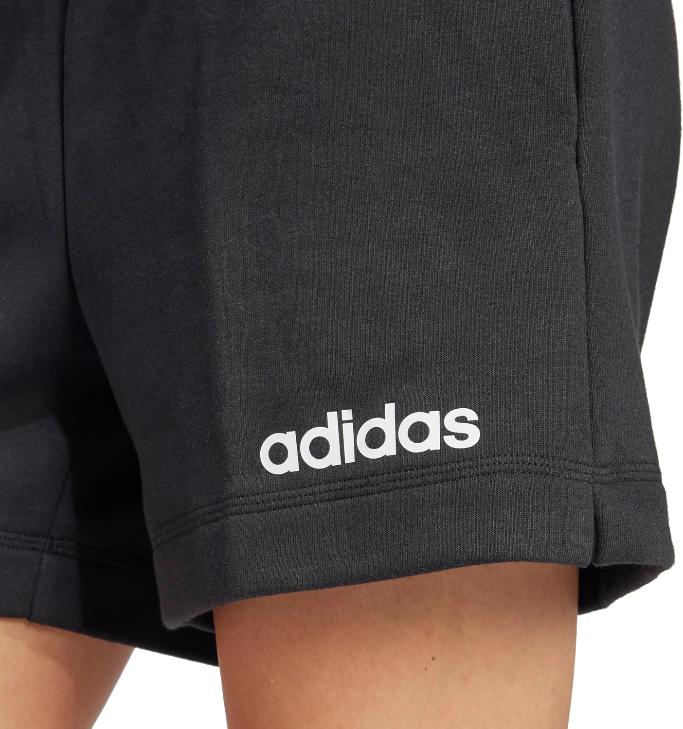 adidas Womens Cotton French Terry Drawstring Shorts Training Casual Bottoms Casual - Black - Image 6