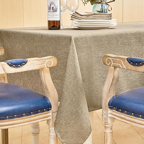 Miniatura 5 de Mebakuk Mantel Rectangular de Lino Estilo Granja, Impermeable, Anti-encogimiento, Suave y Resistente a las Arrugas, Cubierta de Mesa Decorativa de
