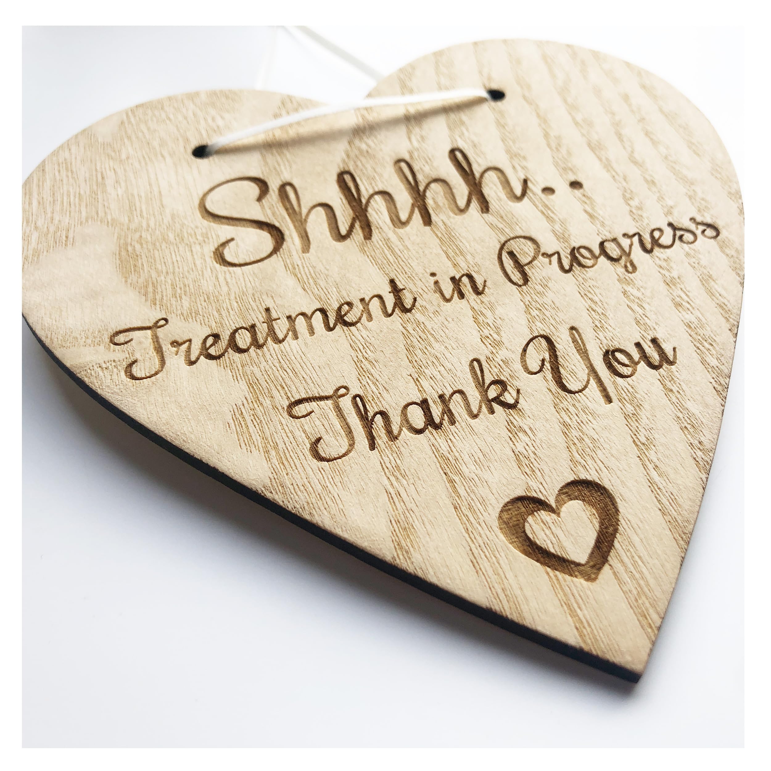 Lovethis** Ash Shhh…. Treatment In Progress - Hanging Heart Door Sign For Home Beauty Salon - Heart Shaped Engraved Plaque