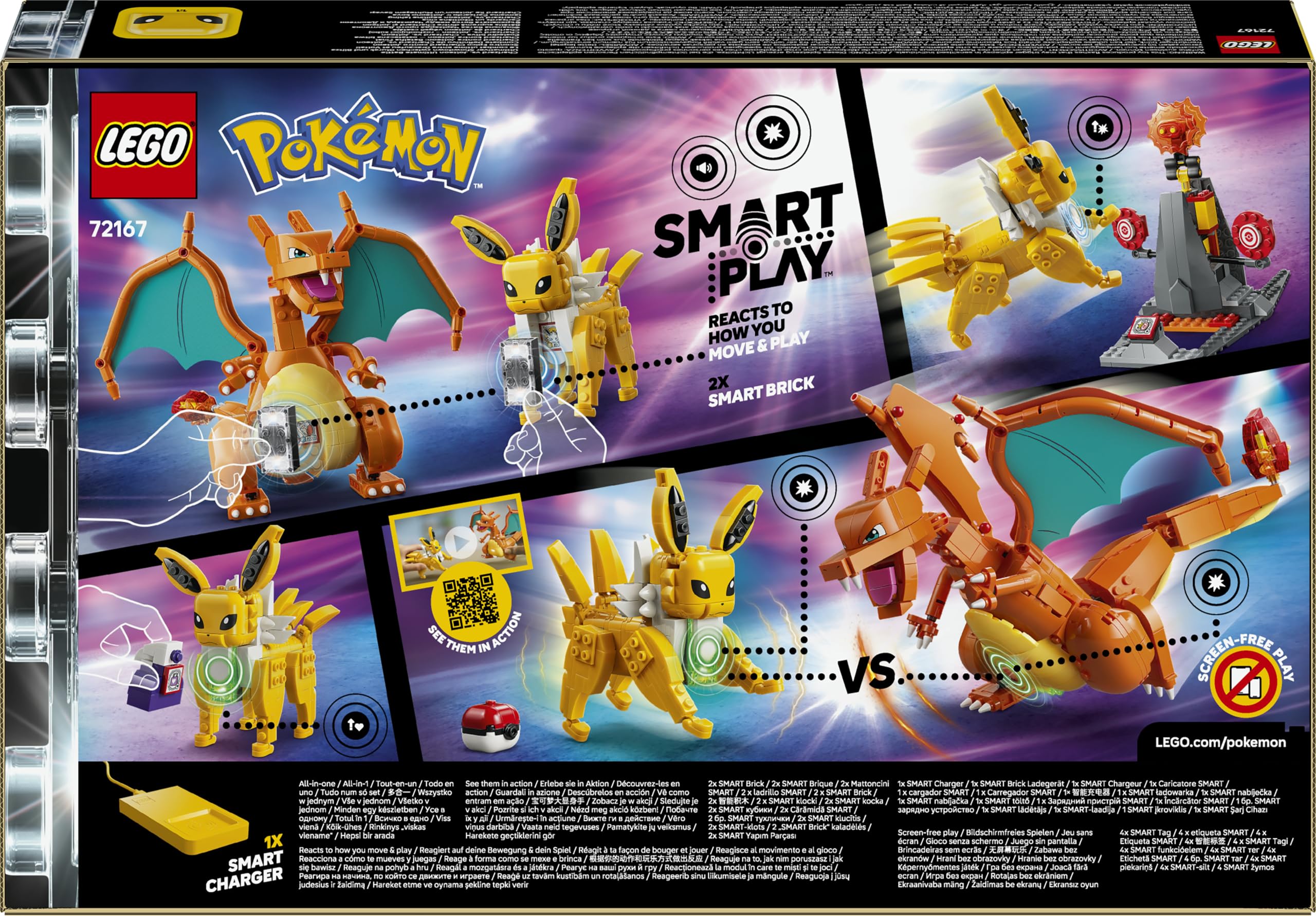 LEGO Pokémon SMART Play: Ultimativer Showdown zwischen Glurak und Blitza - All-in-1 Set mit 2 SMART Bricks, 4 Tags, 2 Figuren & Ladegerät - Geschenk für Kinder ab 8 Jahren - 72167