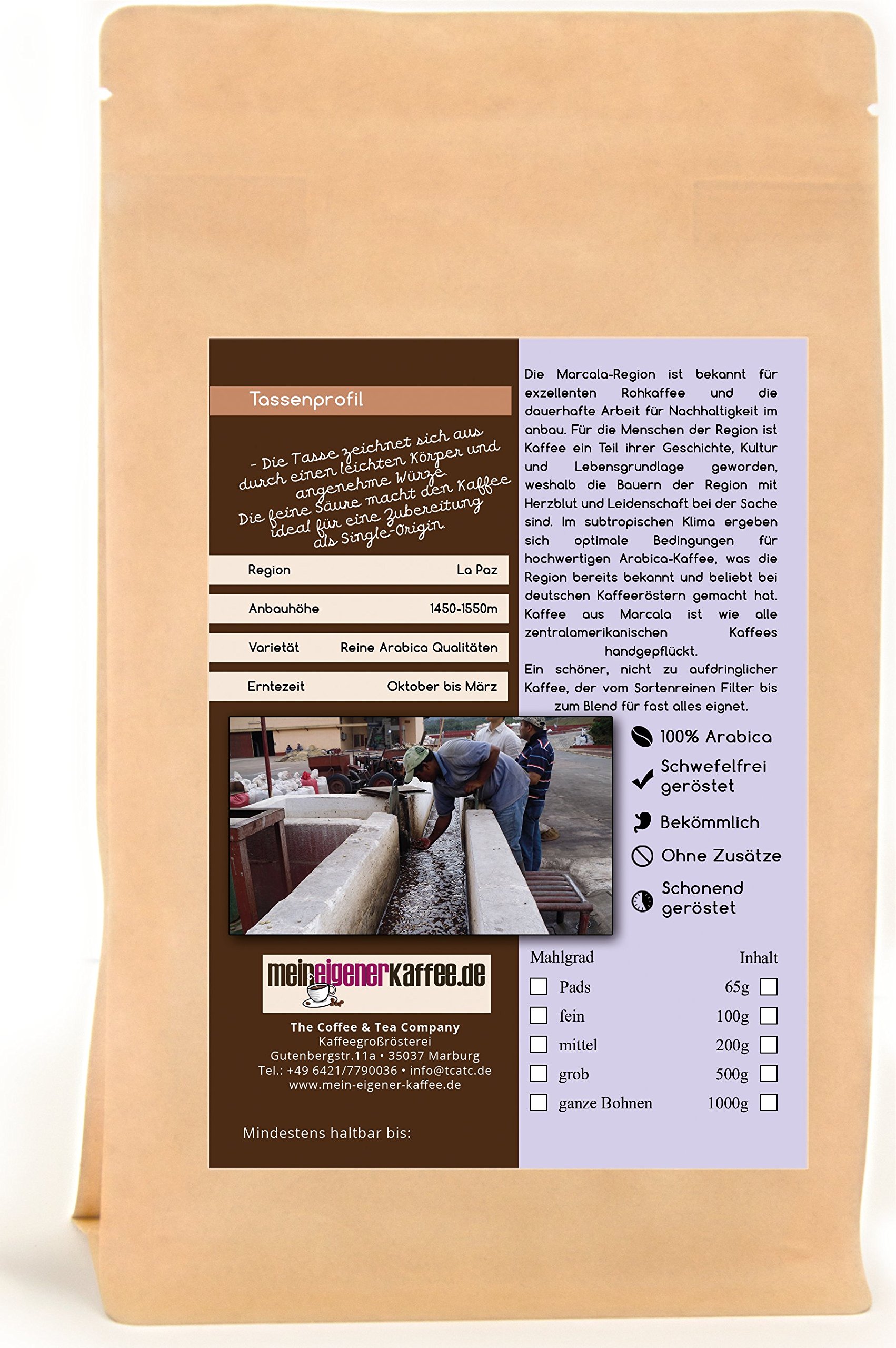 Kaffee Globetrotter - Bio Honduras Genuine Marcala - 2 x 1000 g Ganze Bohne - für Kaffee-Vollautomat, Kaffeemühle - Röstkaffee aus biologischem Anbau | Nachfüllpack Sparpack