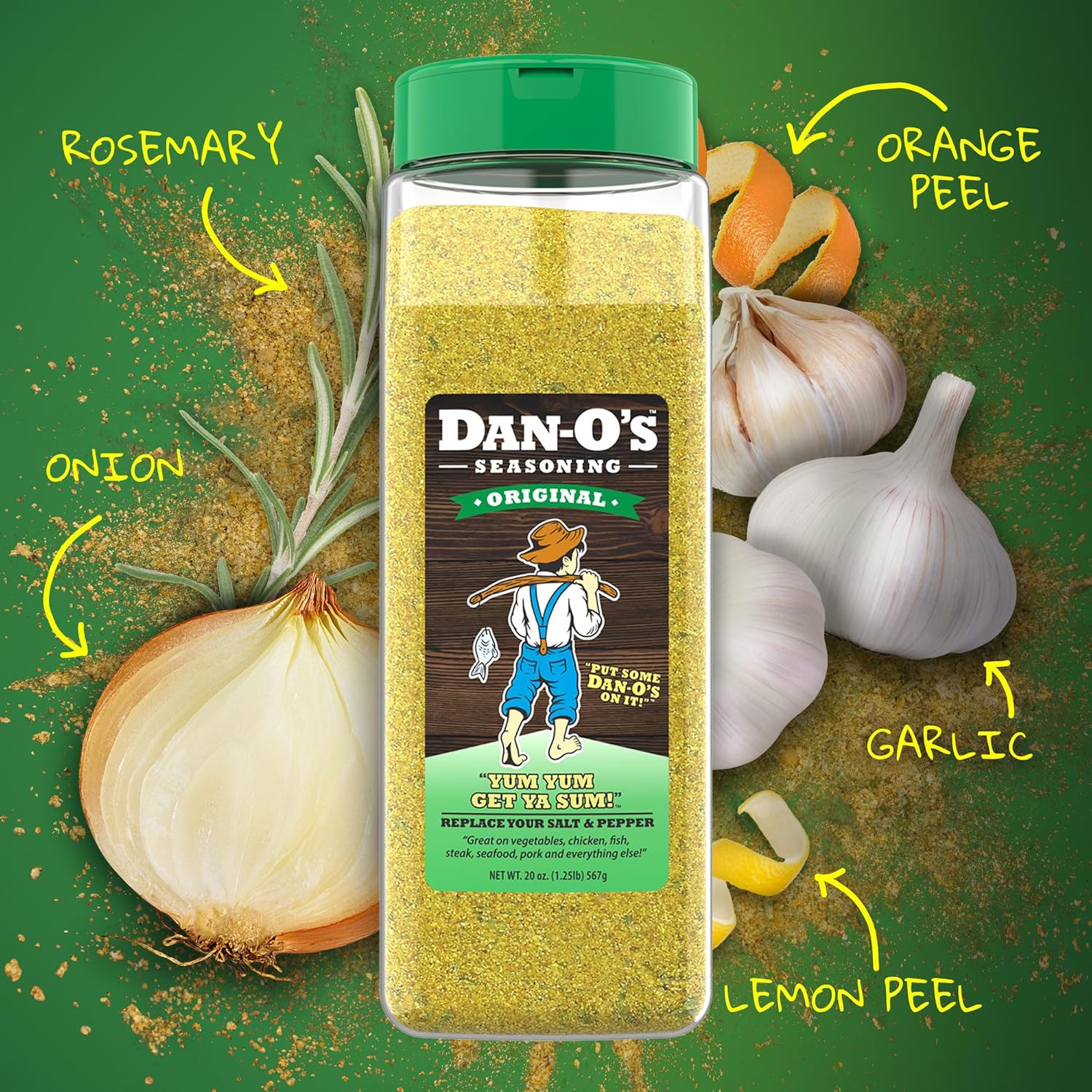 Dan-O's Original Seasoning - Great on Chicken, Meats, Veggies - All-Purpose, All-natural, Sugar Free, Zero Calorie, Savory Seasoning for Cooking Anything, marinade, rub, dips - Large bottle (20oz)