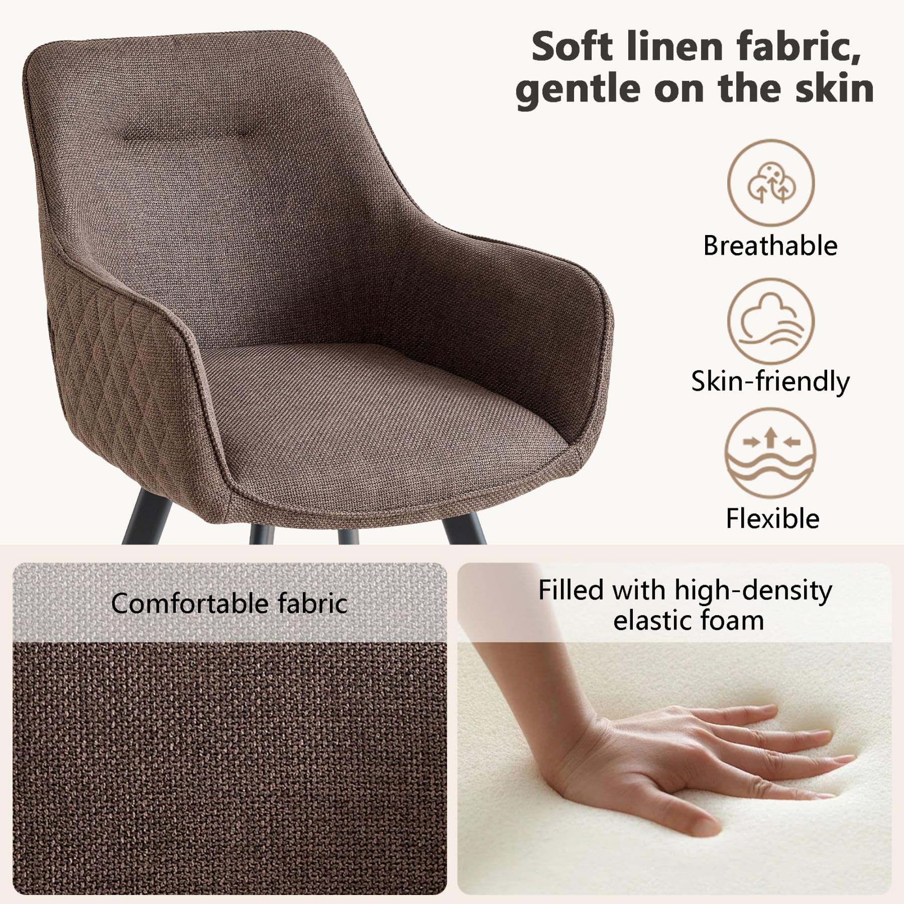 GrandCA HOME Juego de 4 Sillas de Comedor con Reposabrazos, Giro de 360°