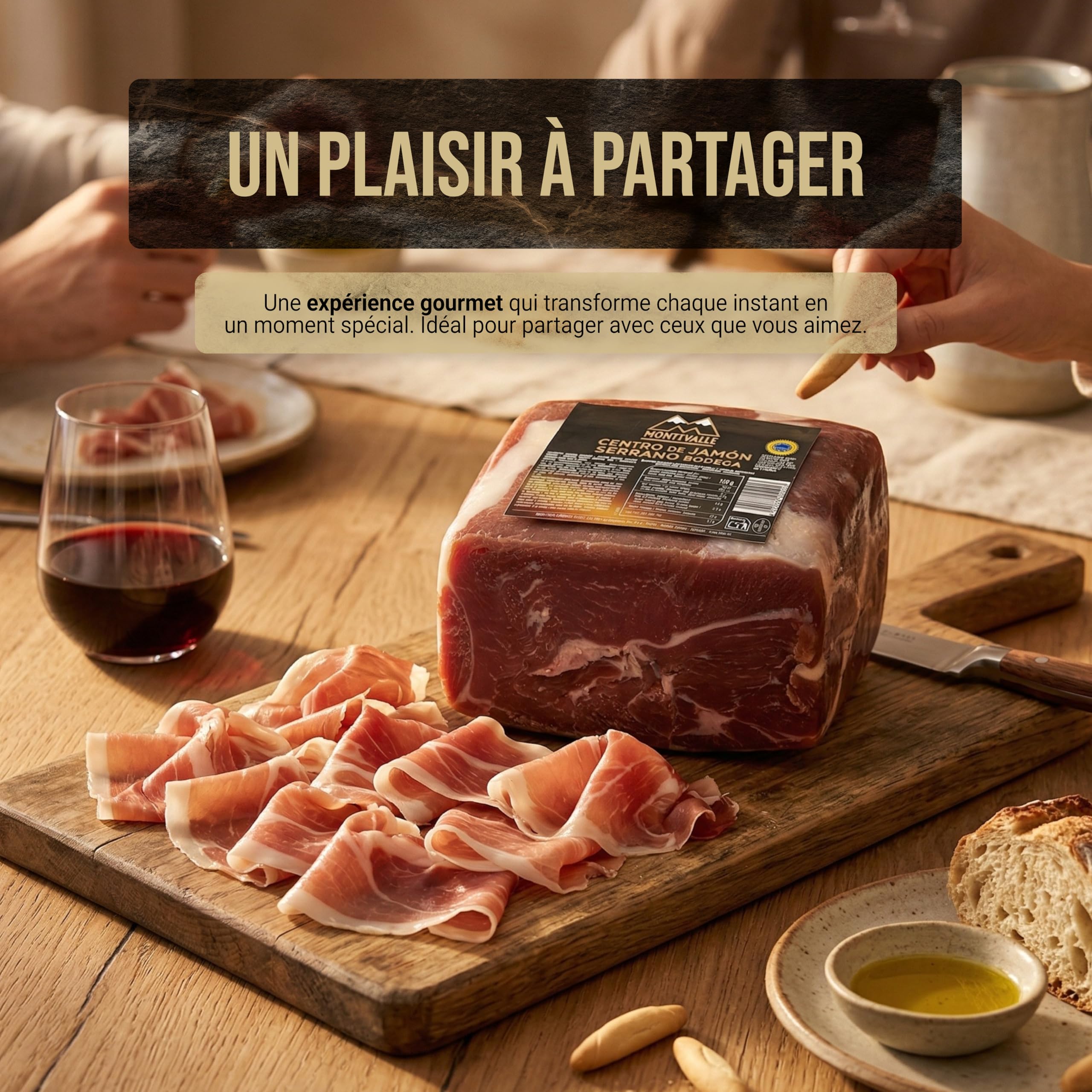 Montevalle Centro De Jambon Serrano Bodega 2,5kg | Affinage Traditionnel Douze Mois | Jambon Espagnol Premium Désossé | Emballé Sous Vide Fraîcheur | Idéal Pour Coupe Couteau Ou Machine Pro