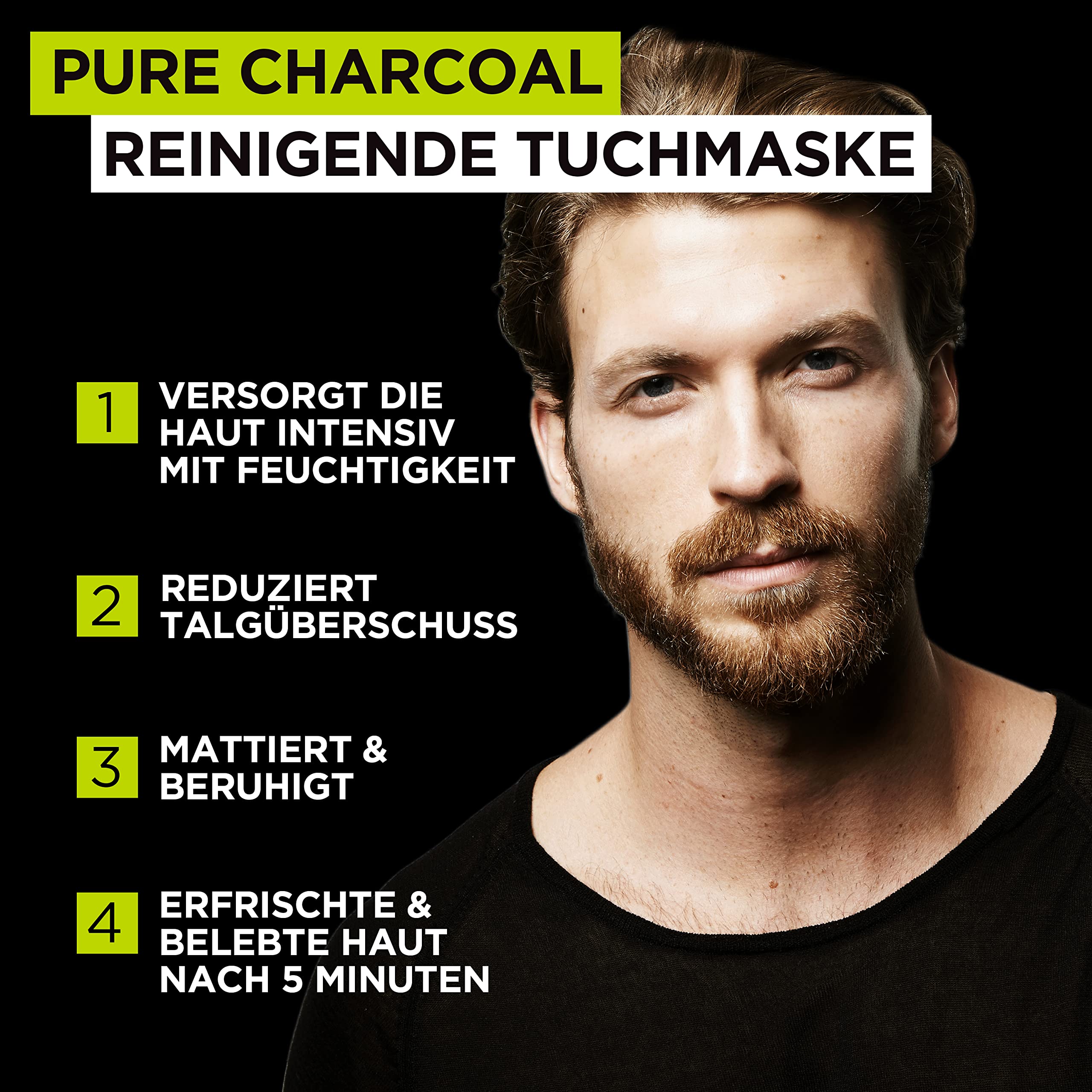 L'Oréal Men Expert Hydra Energy Pure Carbon, 4 sztuki w zestawie, nawilżające maseczki na twarz przeciwko wągrom i pryszczom, zestaw upominkowy do pielęgnacji twarzy dla mężczyzn, Hydra Energy Pure