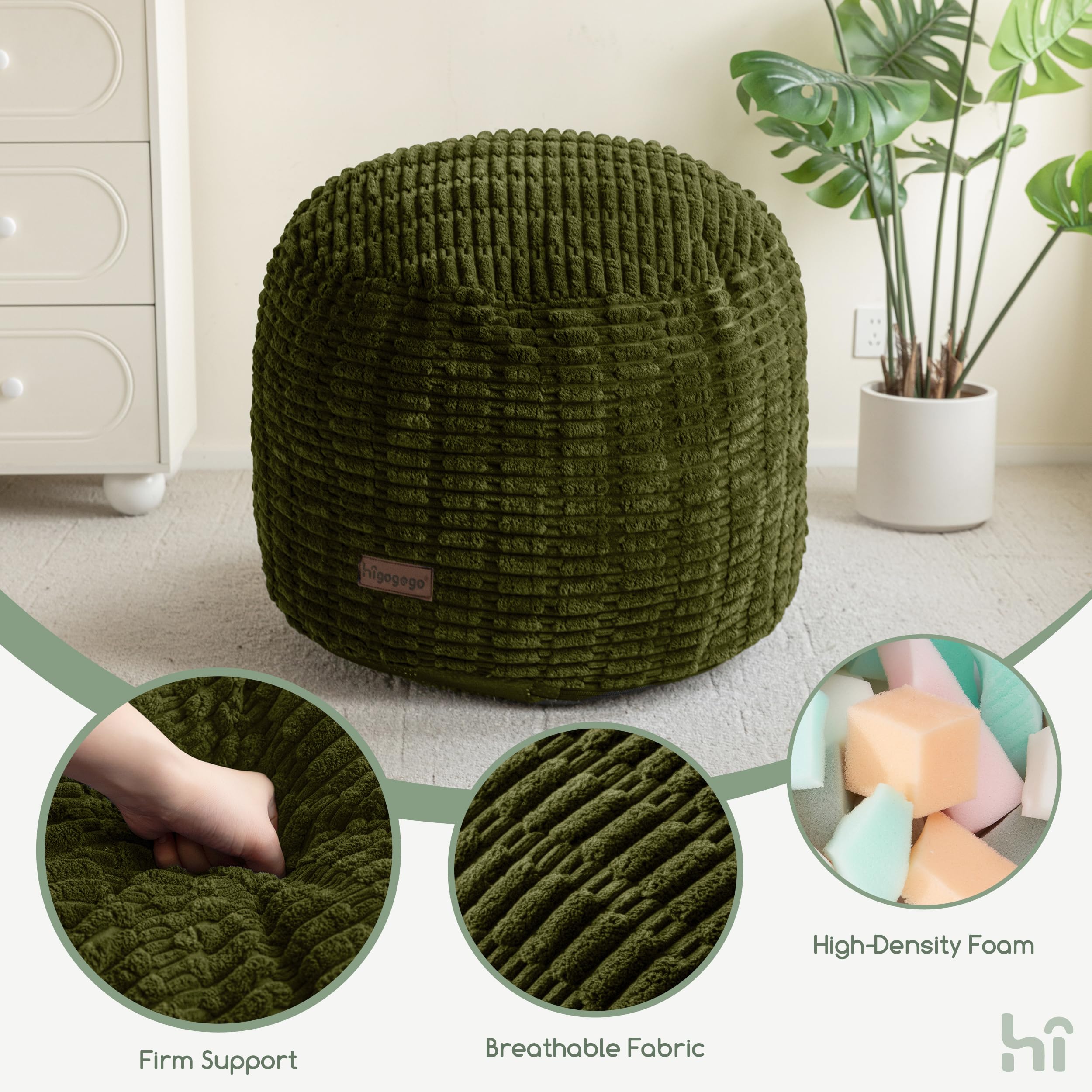 Amazon.com: HIGOGOGO Pouf Ottoman Stuffed Round Modern Foam Filled