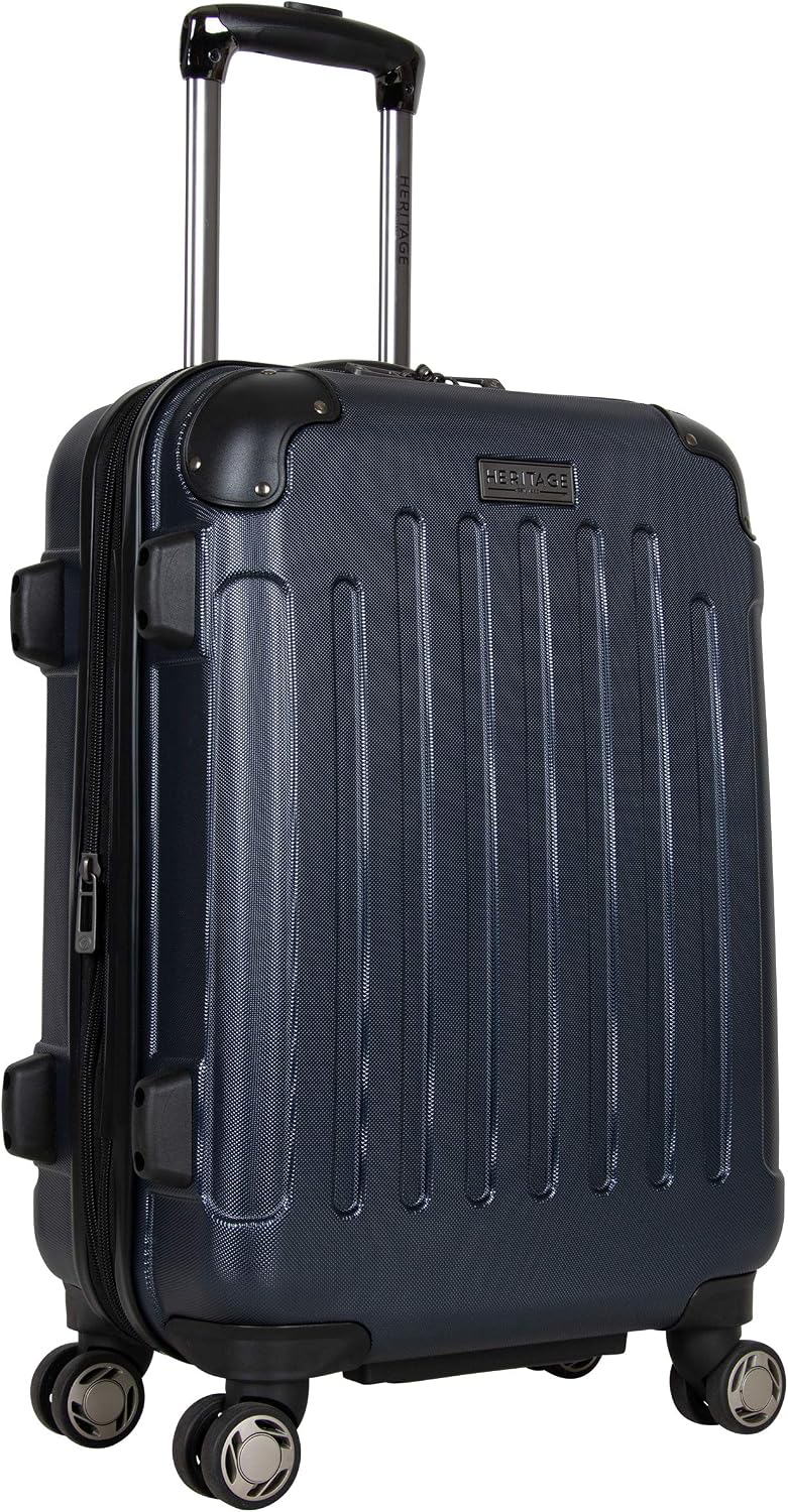 Heritage Travelware Logan Square 20" Lightweight Hardside Expandable 8-Wheel Spinner Carry-On Suitcase, Navy