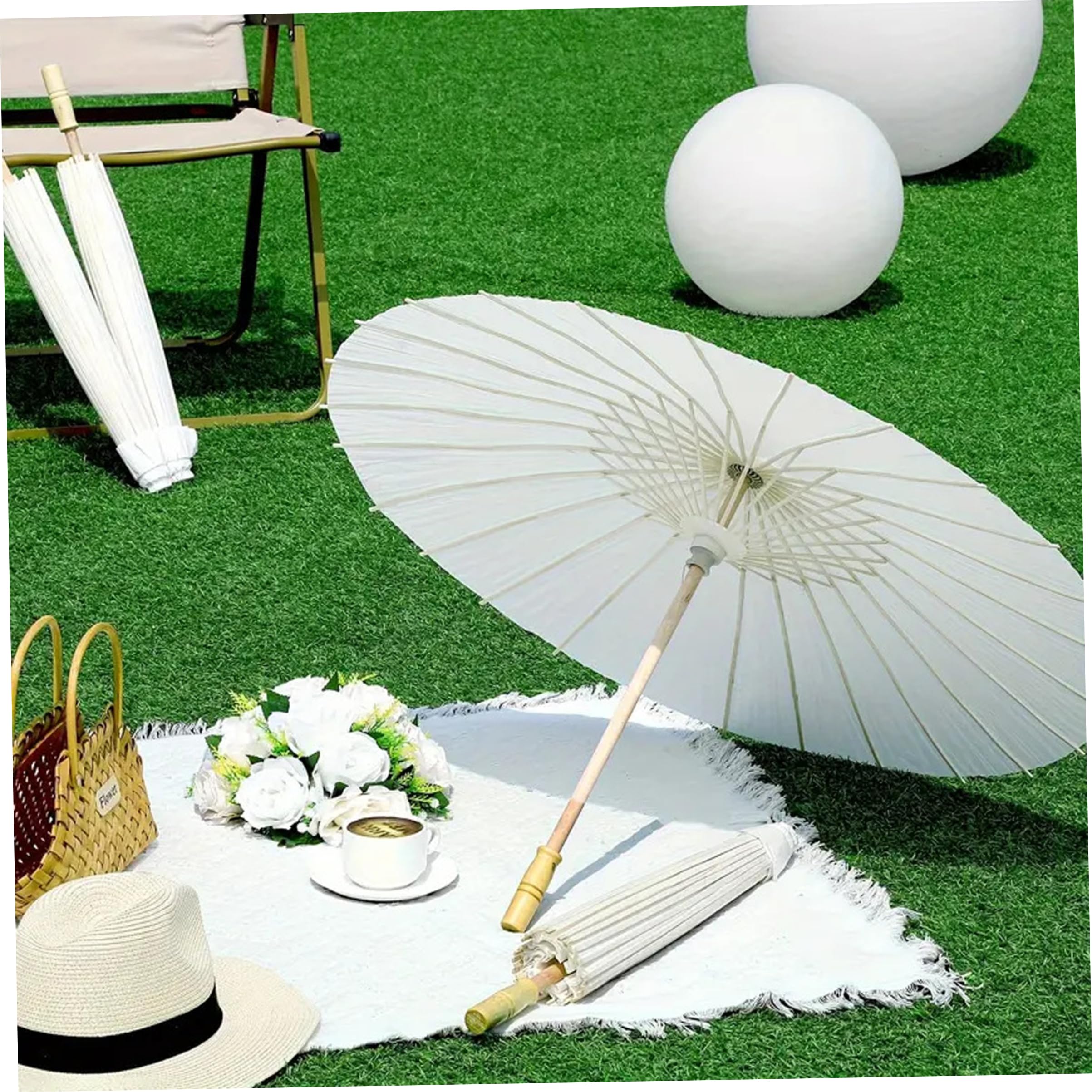 Sonnenschirme für Hochzeiten Papierschirme 6er-Set Sonnenschirme für Hochzeitsgäste Sonnenschutz & dekorative für Hochzeiten Weiß ø84cm/33.07inch