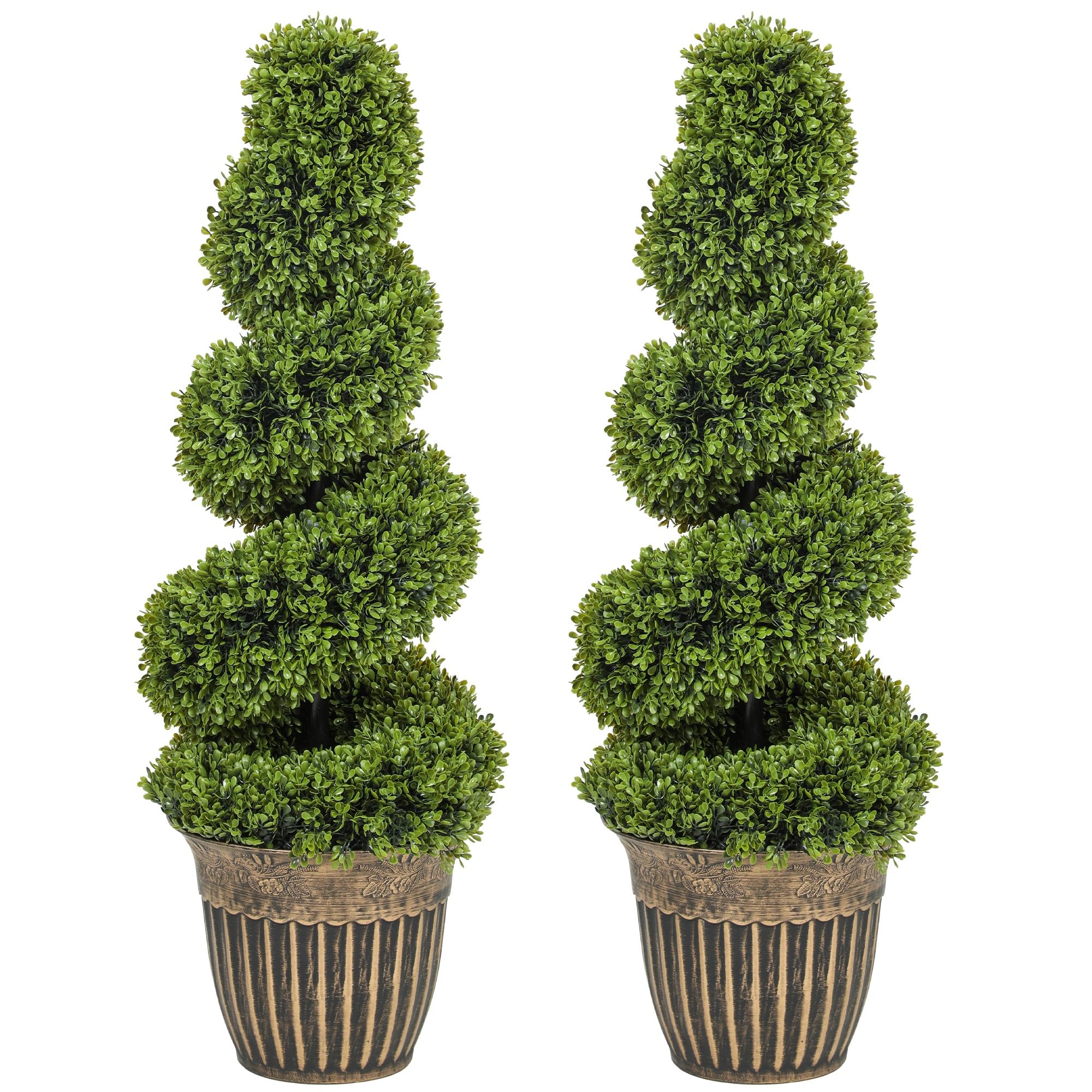 HOMCOM Spiral Boxwood Trees - Set of 2 - Green - 90cm