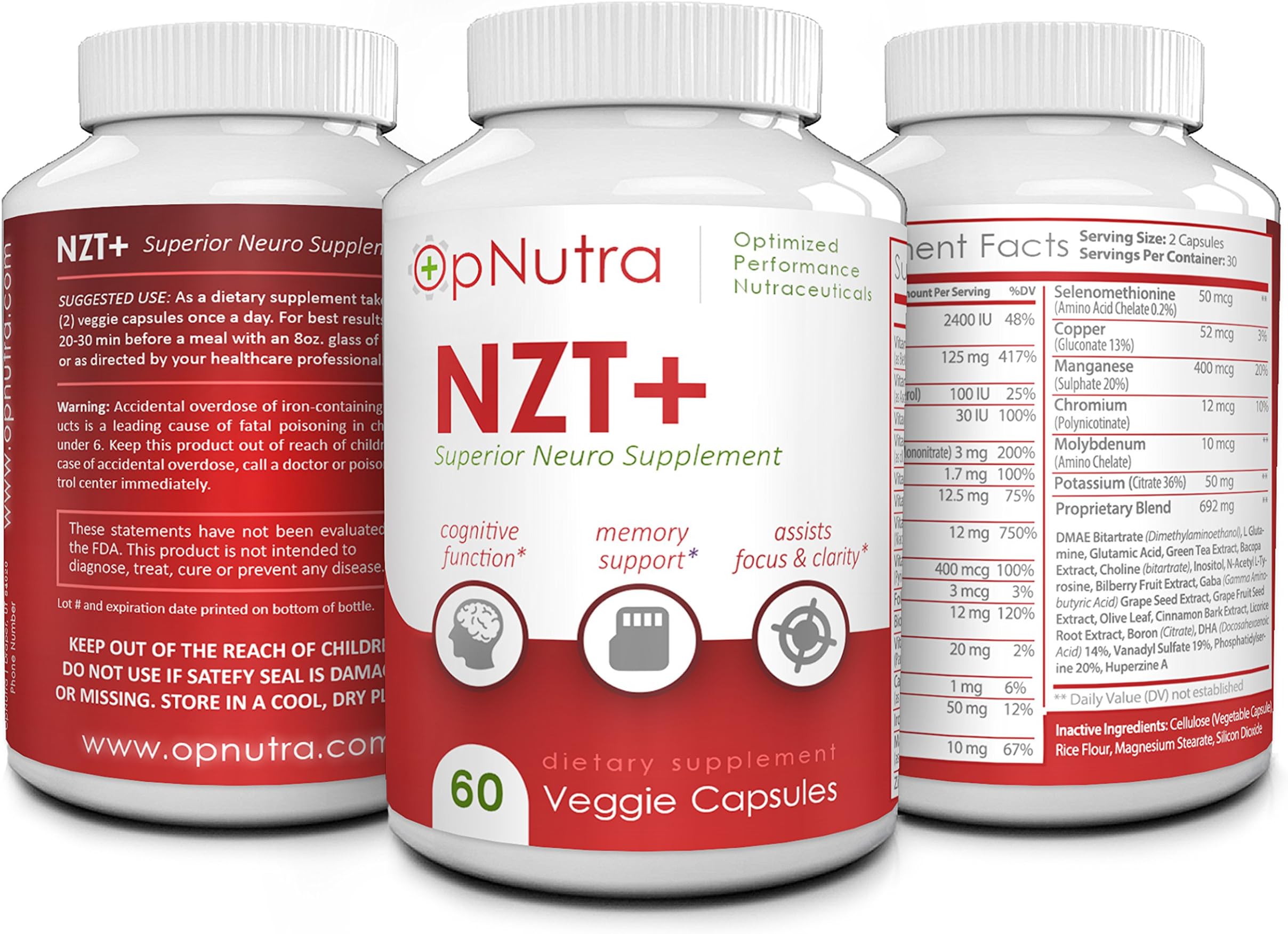 NZT+ All Natural Concentration, Focus & Clarity Brain Formula - #1 Nootropic for Improved Energy, Mood, Memory, Brain Function for Men & Women - 30 Day Vitamin Supplement