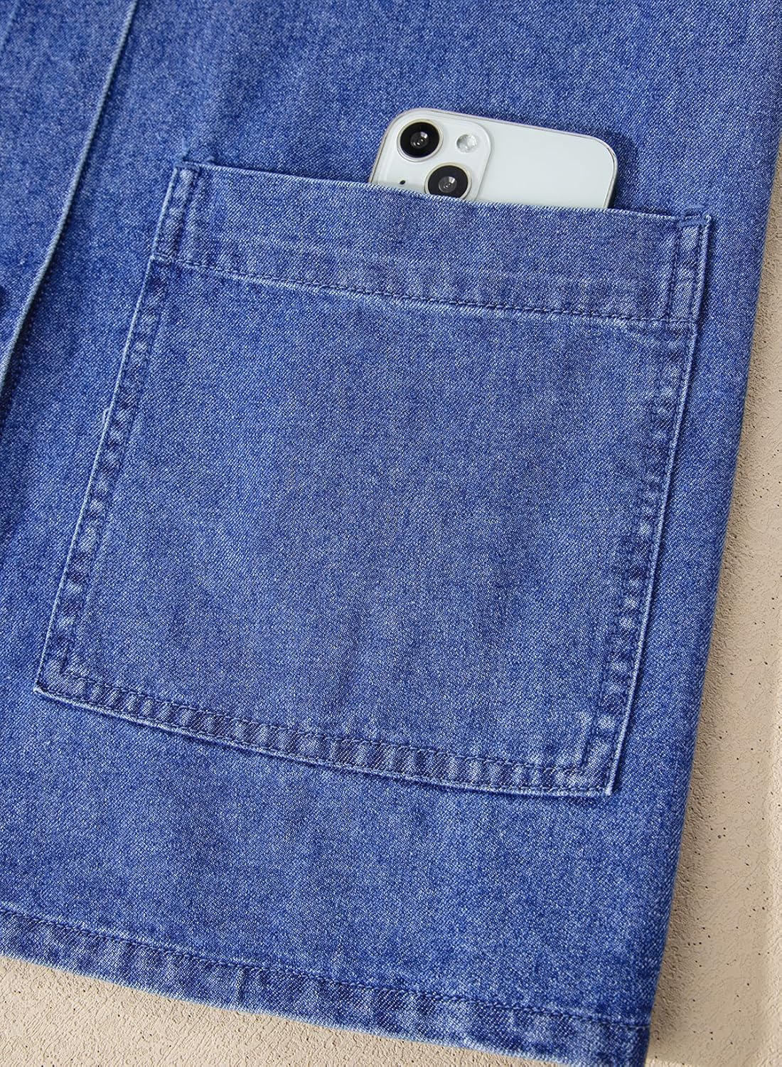 Astylish Women's Denim Shirt Long Sleeve Button Down Jean Shacket Top with Pockets