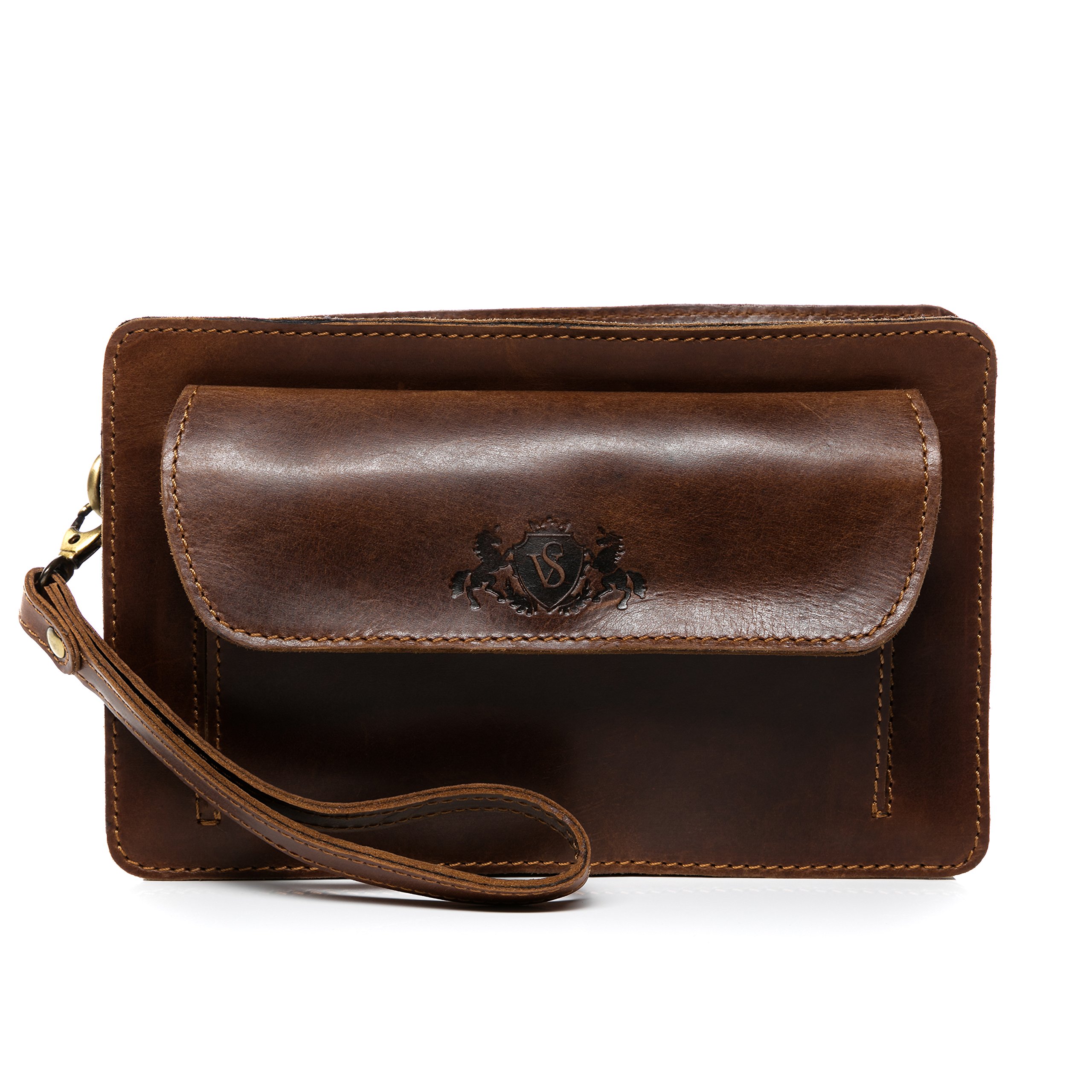 SID & VAIN Handgelenktasche echt Leder - Ledertasche Cornwall - Herrentasche Herrentasche Ledertasche Herren braun handgefertigt