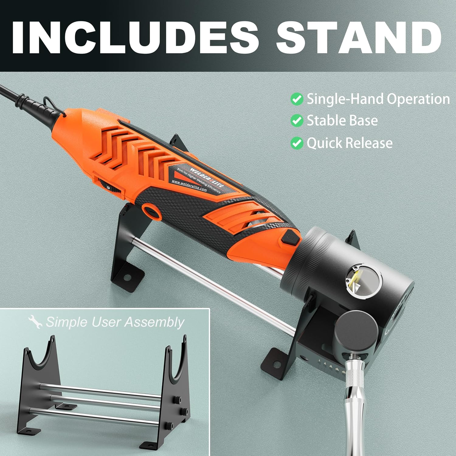 Tungsten Electrode Sharpener Grinder, 10°–60° Stepless Angle Adjustment, Fits 0.040 in – 1/8 in Diameter TIG Electrodes (Black)