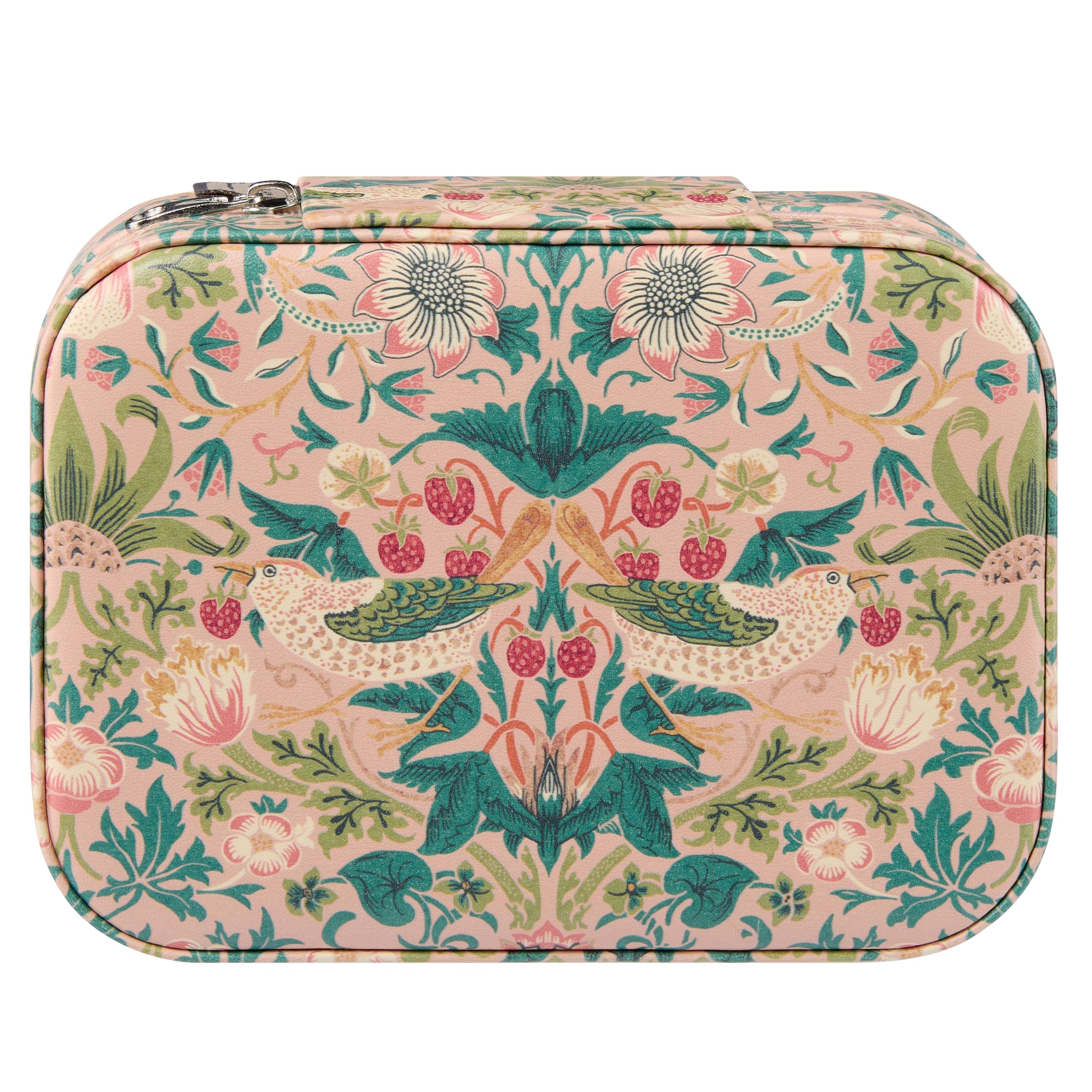 William Morris At Home Jewellery Box, Travel Case with Zip Closure, Compact Storage Organiser for Rings, Earrings and Necklaces, Multi-Compartment, Vegan Friendly, Beauty Gift for Her