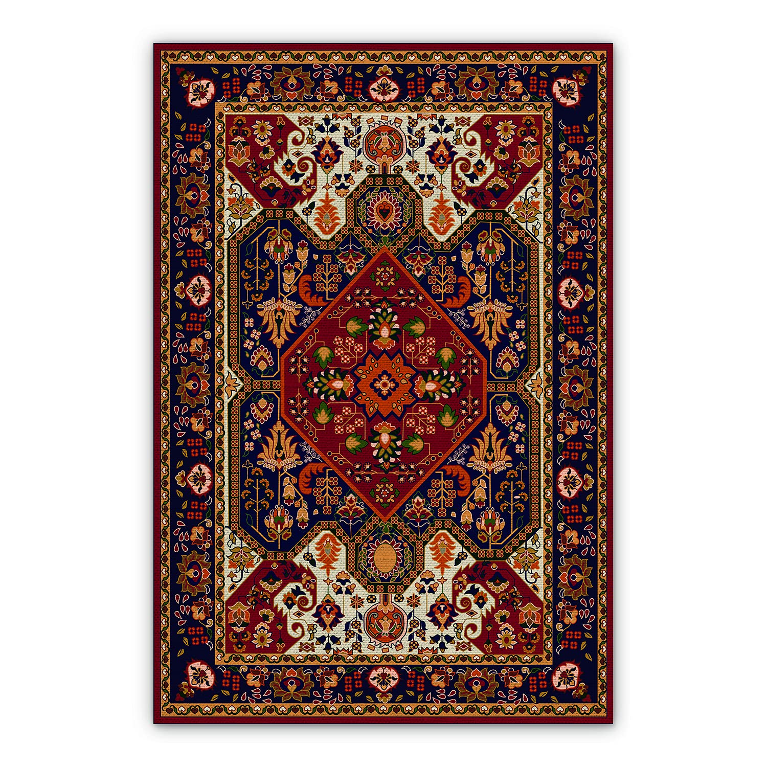 Tapis en vinyle BirdsEcho 140x198cm tapis en linoleum mandala persan pour sol cuisine et salle de bain