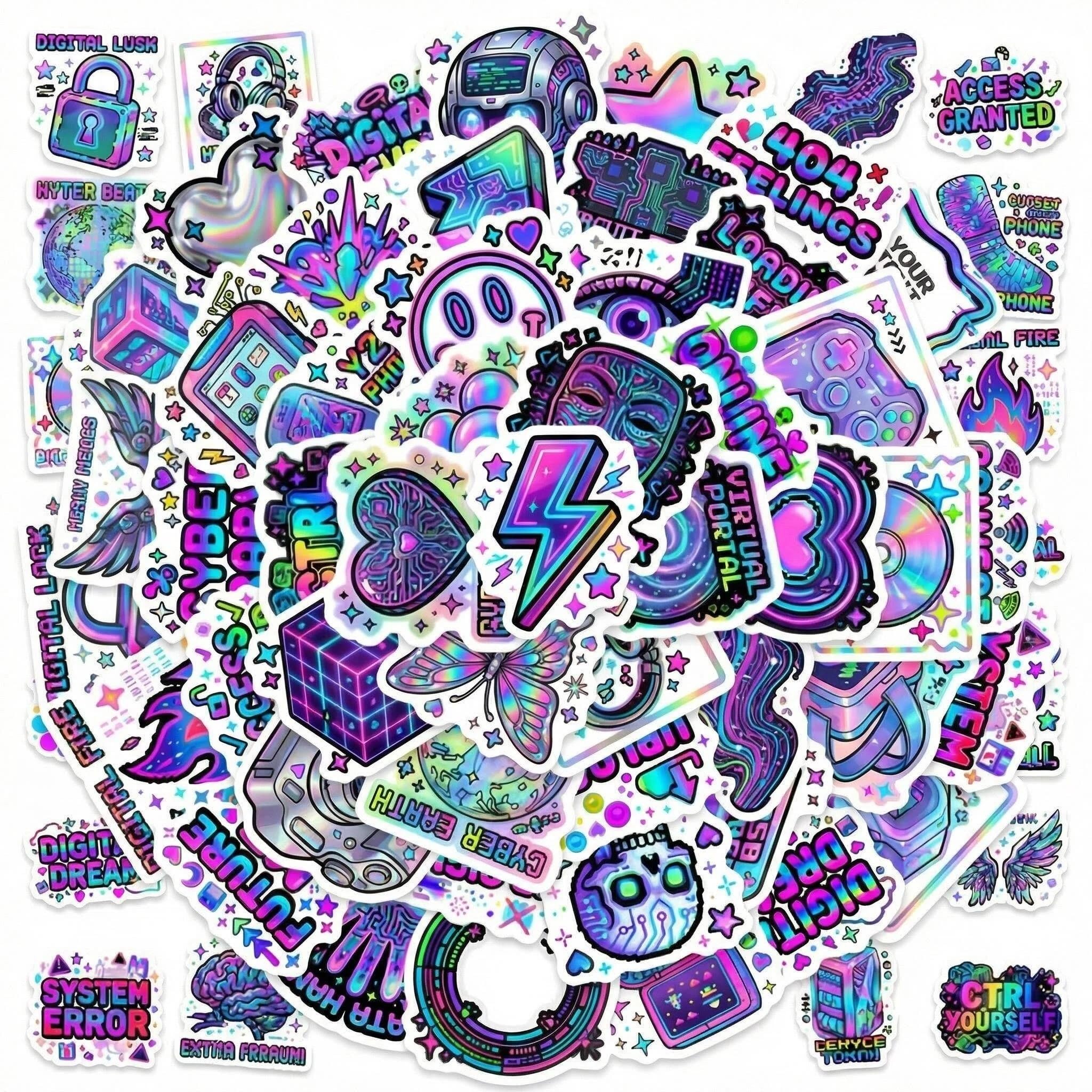 100PCS Cool Neon Stickers: Waterproof Vinyl Decals for Bike Guitar Skateboard Laptop Water Bottle DIY Crafts Scrapbooking (PunkStyle)