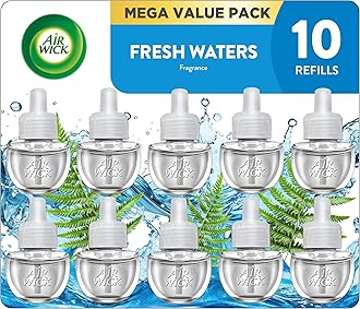 Air Wick Plug in Scented Oil Refill, 10 Ct, Fresh Waters, Eco Friendly, Essential Oils, Air Freshener