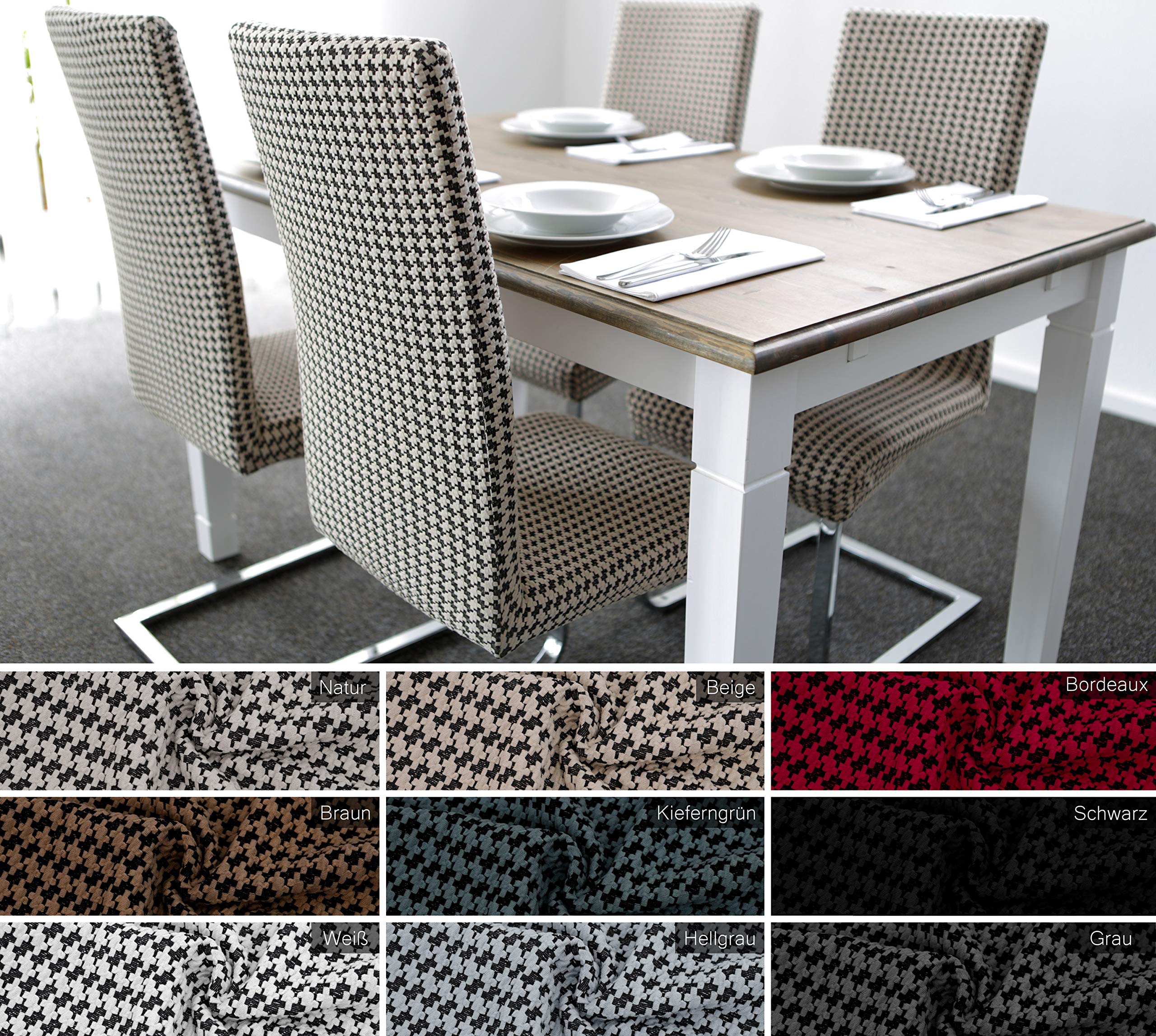 BEAUTEX Stuhlhusse Stretch Stuhl & Schwingstuhl 4er Set Antonella Braun | 60% Baumwolle, 38% Polyester, 2% Elasthan, 240 g/m², Rundum-Gummizug, 30 °C waschbar, faltenarm, formstabil & langlebig