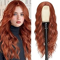 Vista 33 de Peluca larga rosa para cosplay, peluca sintética de 28 pulgadas con raya en el medio, regalos realistas, pelucas de fiesta para mujeres, uso diario