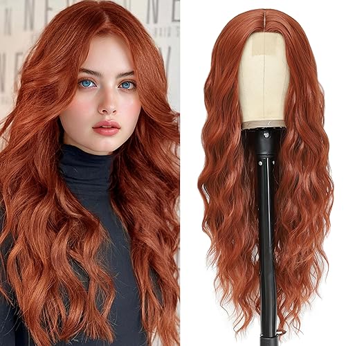 Miniatura 33 de Peluca larga rosa para cosplay, peluca sintética de 28 pulgadas con raya en el medio, regalos realistas, pelucas de fiesta para mujeres, uso diario