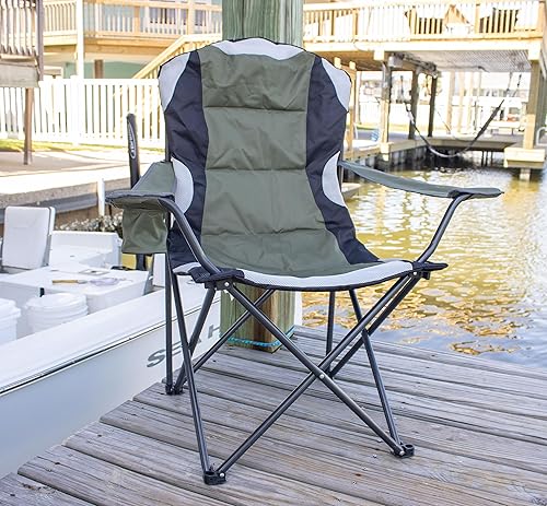 Miniatura 2 de Internet's Best Silla plegable acolchada para acampar - Exterior - Verde - Deportes - Portavasos - Cómoda - Bolsa de transporte - Playa - Quad