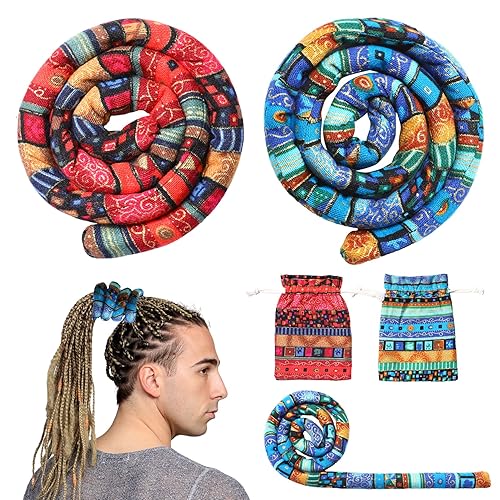 Spiral Lock Hair Tie Dreadlock Accessories - LUCHOI Bendable Loc Hair Tie Ponytail Holder, Iron Wire Long Dread Locks Hair Tie for Women Men Thick