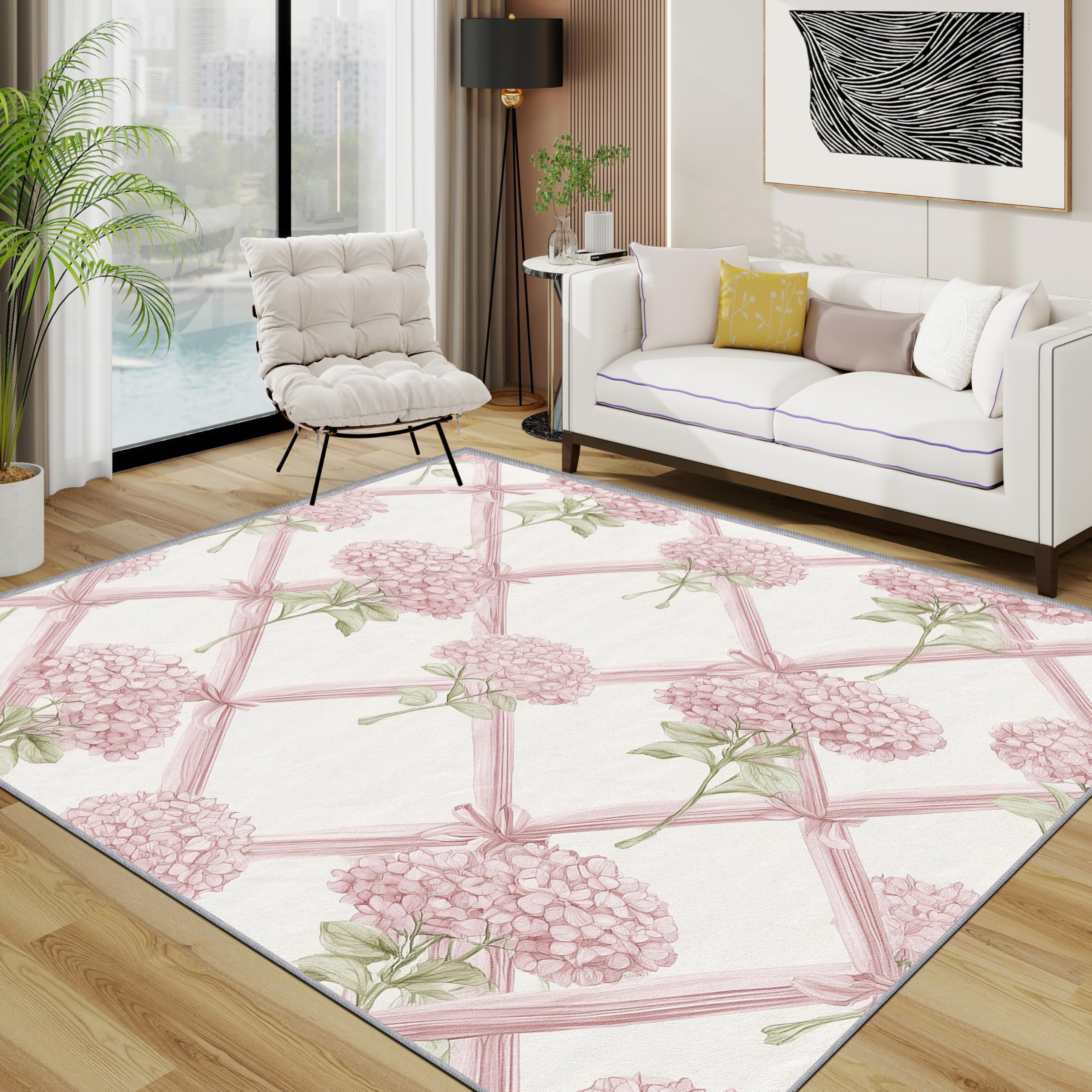 Gitter 140 x 200 cm Rutschfest & Pflegeleicht Kurzflor Wohnaccessoires für Wohnzimmer Jugendzimmer & Schlafzimmer motivfür Mädchen