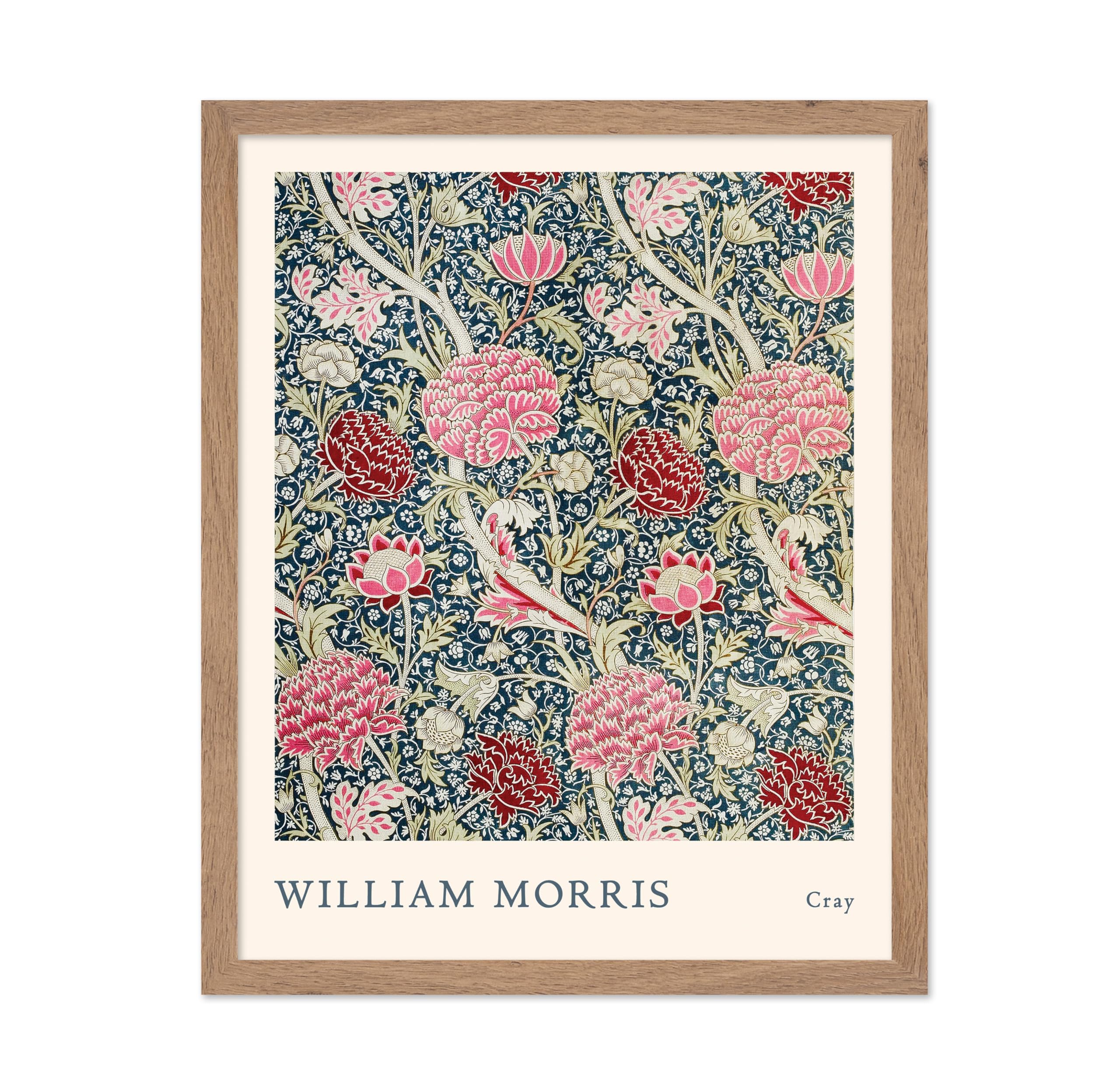 Monem Art Vintage William Morris Poster - Retro Cray Print - Floral Art - Botanical Design - Textile Composition - Colorful Office or Living Room Wall