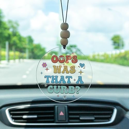 Miniatura 17 de Talataca Adorno plano 2D para automóvil Probably Late for Something y cuentas de madera, cita divertida con cuentas de accesorios para espejo