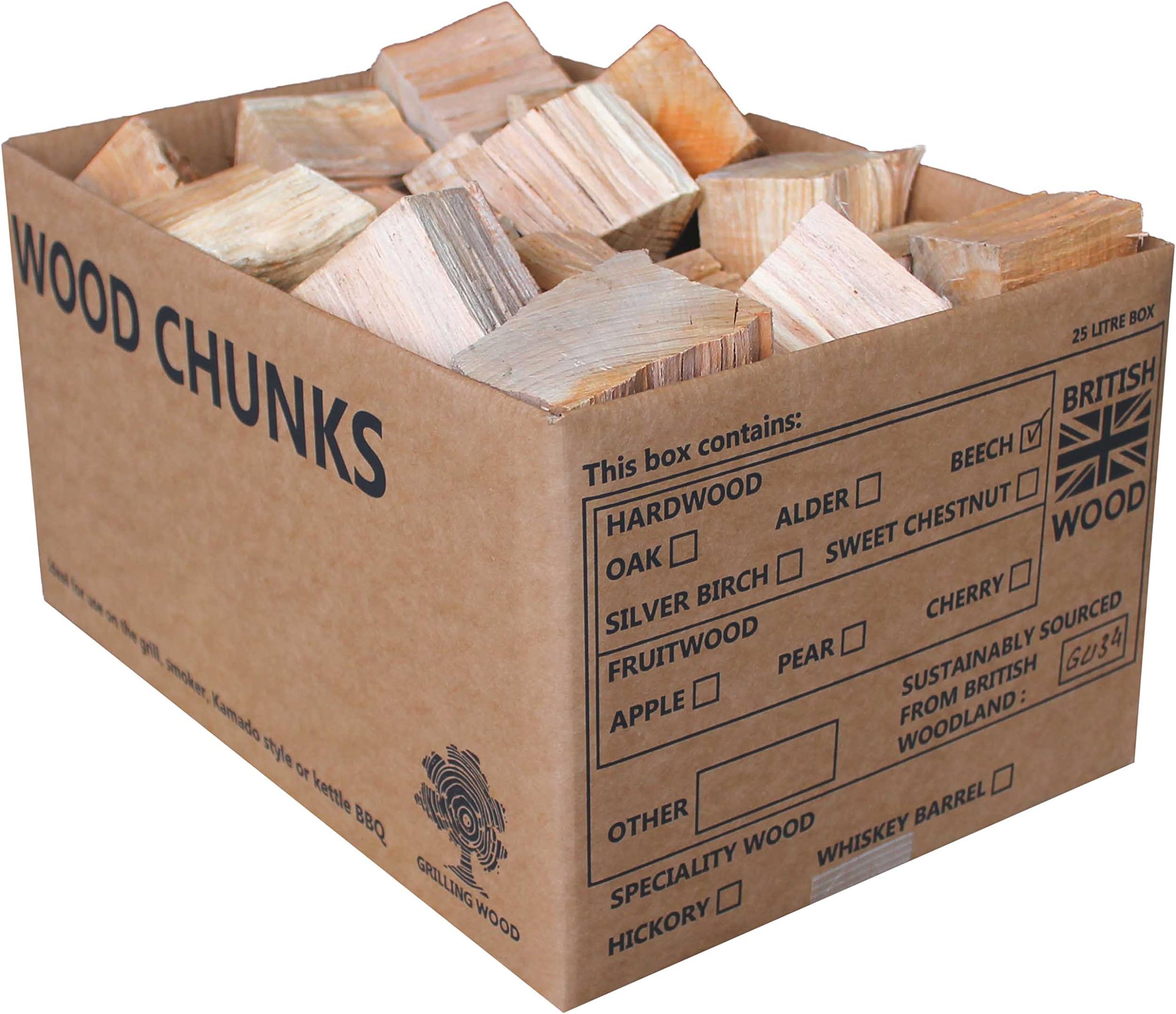 BBQ Smoking Beech Wood Chunks - 25 L Box
