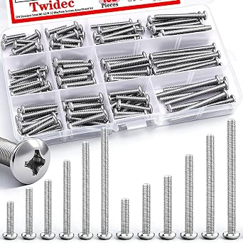 طقم براغي الآلة Twidec/102PCS، 304 من الفولاذ المقاوم للصدأ #6-32#8-32 براغي كهربائية طويلة المخرج براغي كهربائية برأس مقلاة فيليبس من 5/8 إلى 2 بوصة لمفتاح لوحة الحائط، برغي تثبيت المقابس