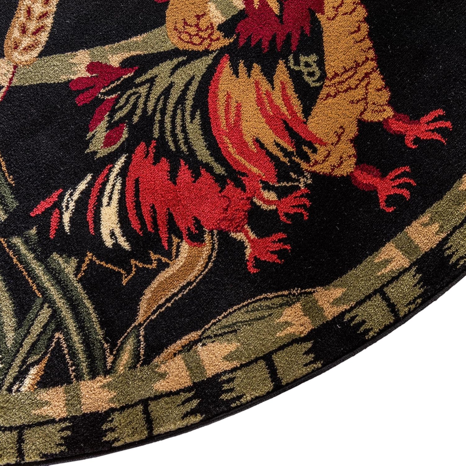 Rugs.com Pastoral Collection Rug – 3 Ft Round Black Medium Rug Perfect for Kitchens, Dining Rooms