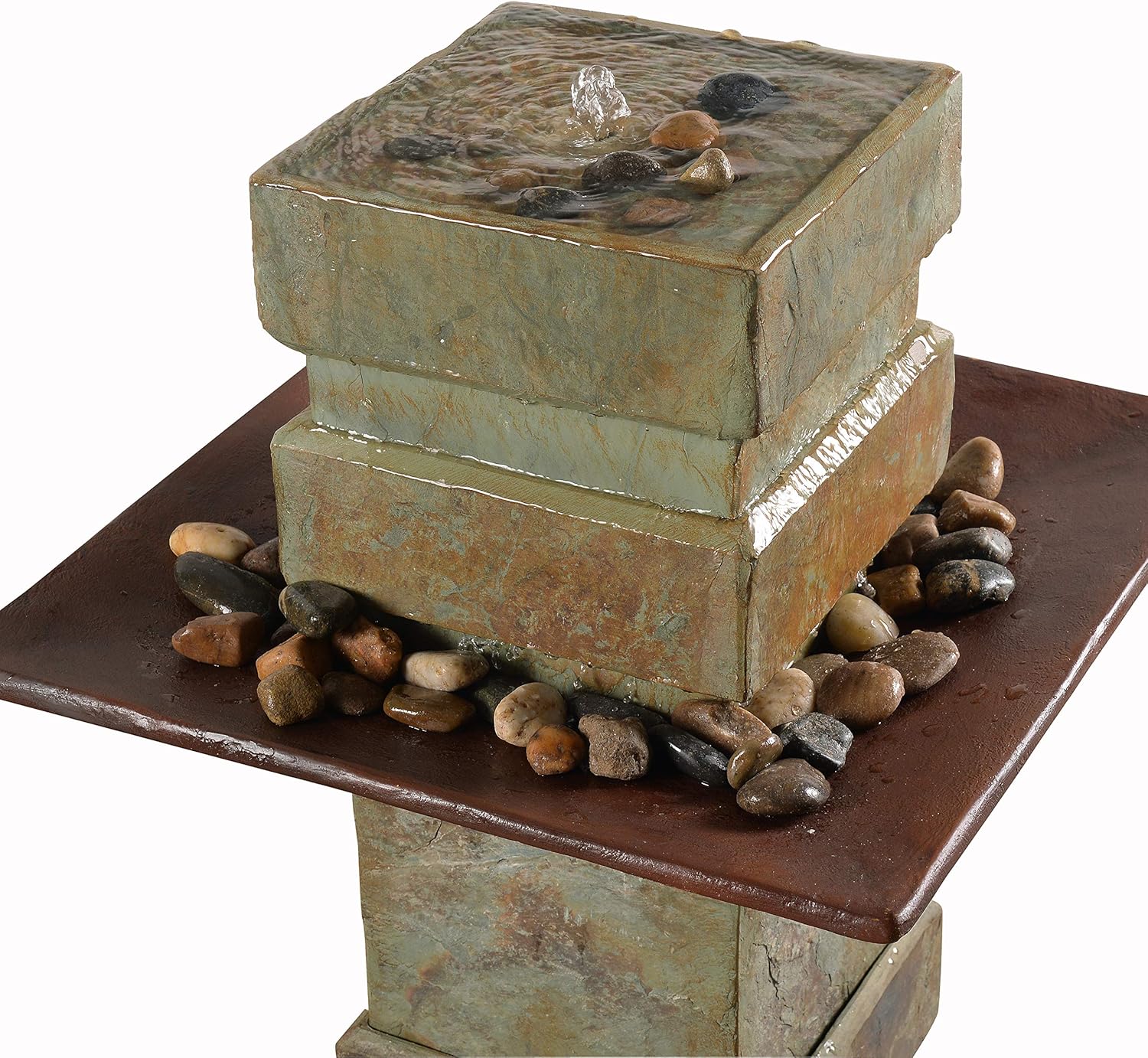 Kenroy Home 51049SL Pilaster Fountains, Natural Slate and Copper Finish : Patio, Lawn & Garden