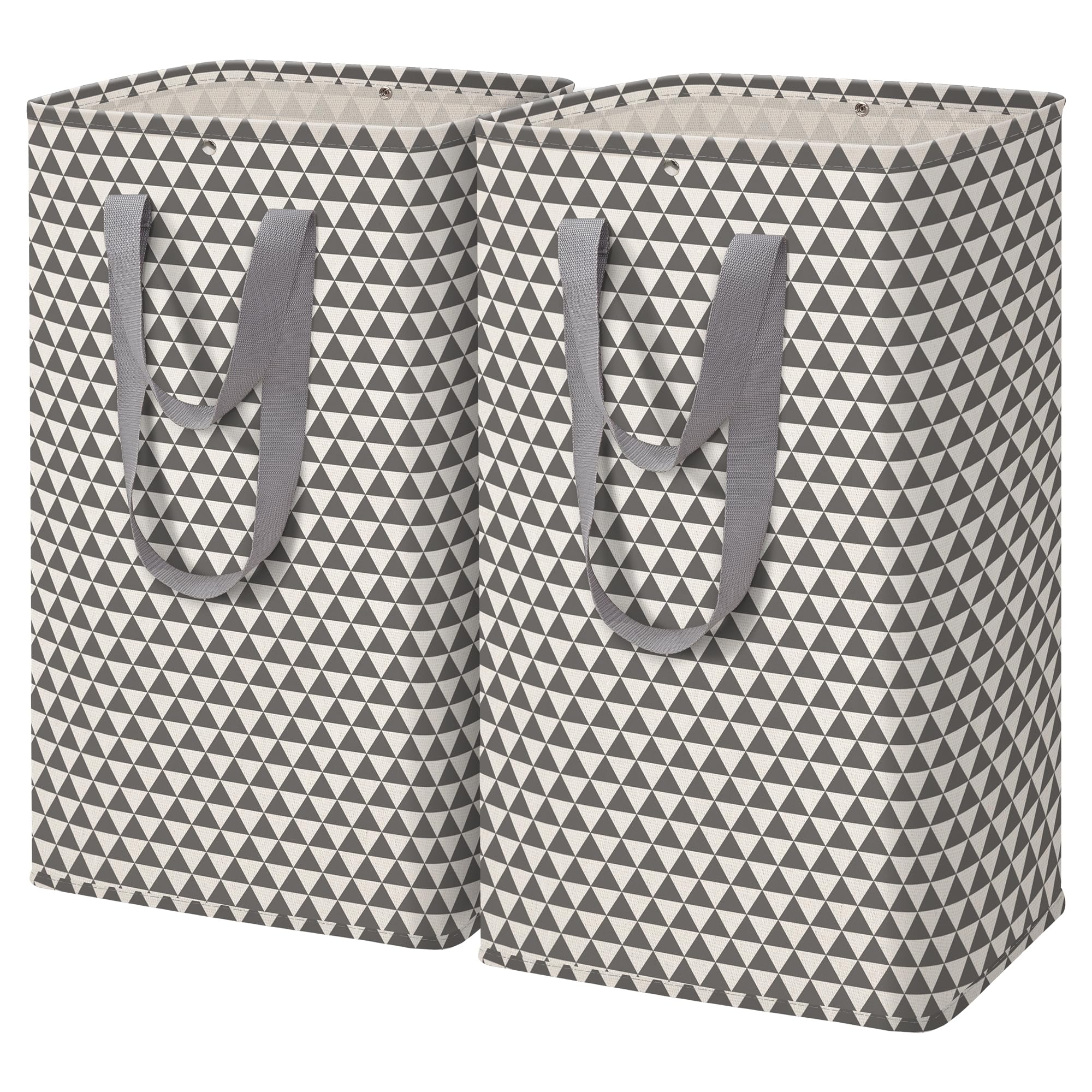 STORAGE MANIAC 2 Pack Large Laundry Hamper Waterproof Freestanding Collapsible Laundry Hamper, Tall Clothes Hamper Tall Laundry Baskets Laundry Bag with Easy Carry Extended Handles, 110L Triangle
