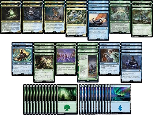 MTG Decks & More Compatible con Magic The Gathering Elite Elf Scry Deck - Simic azul y verde - LOTR Lord of the Rings - Modern Legal - Construido a