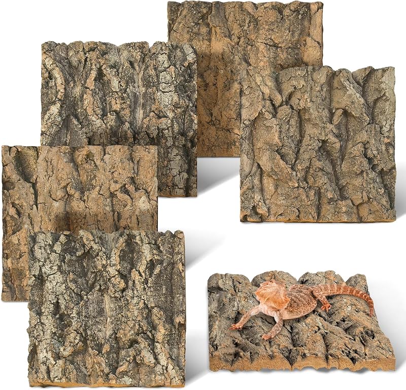Forração de Casca de Cortiça para Terrário com Textura Natural Apatal KA099-C6, Pacote com 6