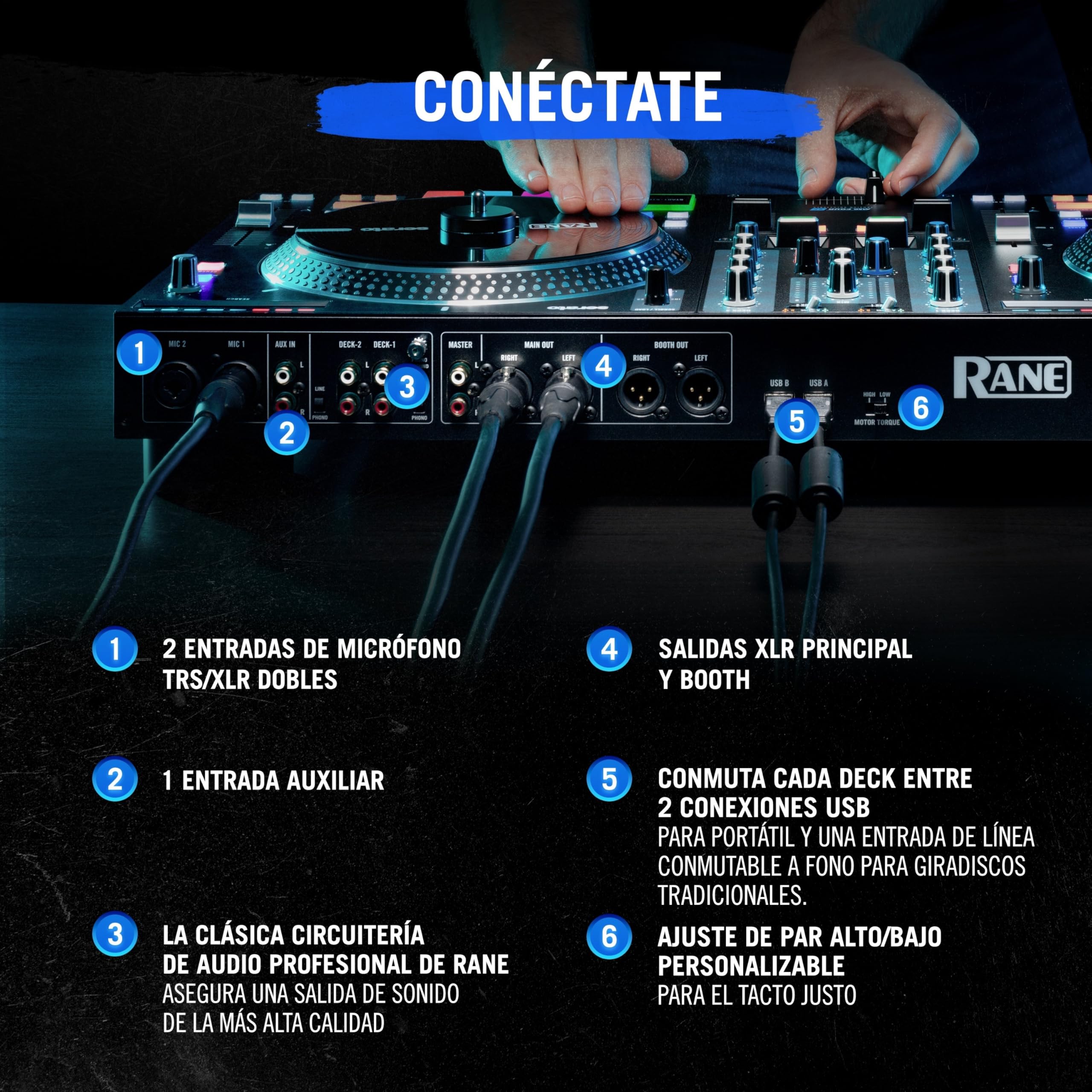 RANE ONE, Controlador DJ Profesional con Platos Motorizados de 7.2" Para Serato, Mesa de Mezclas con Serato DJ Pro Incluido, Efectos y 8 Pads