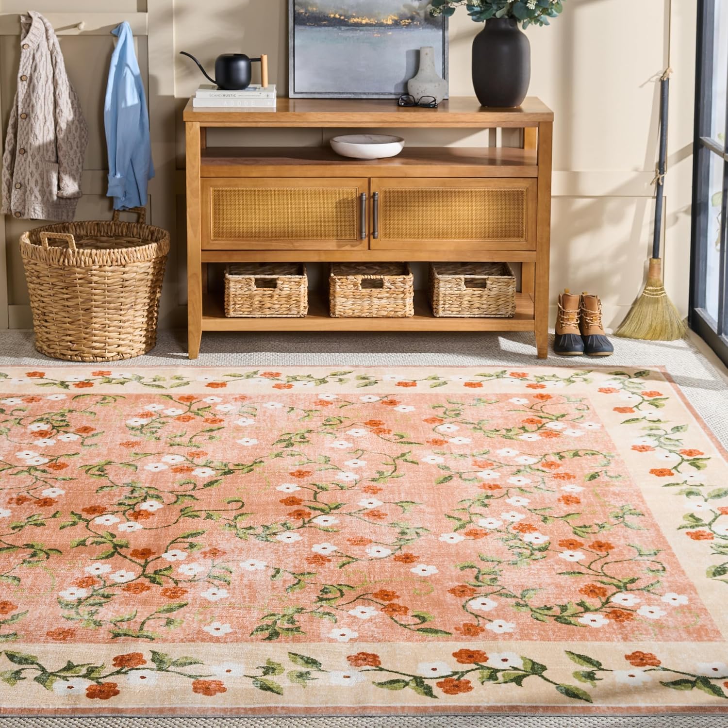 Martha Stewart x SAFAVIEH Machine Washable Area Rug Collection - 8' x 10', Dark Blue & Light Blue, Slip Resistant & Easy Cleaning, Ideal for Living Room, Bedroom, Dining Space (MSRW195M)