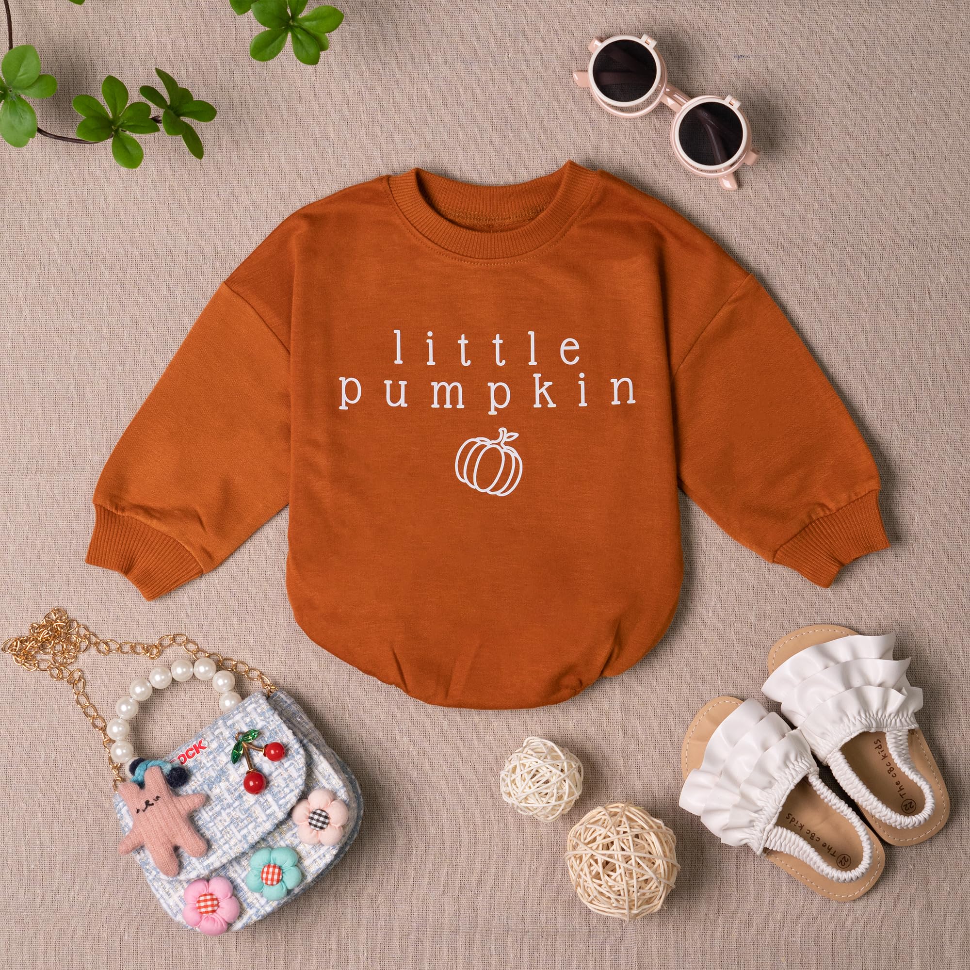3Pcs Little Pumpkin Baby Romper, Baby Bodysuit, Hello Pumpkin Baby Outfit (Muticolor, 0-3 Months)