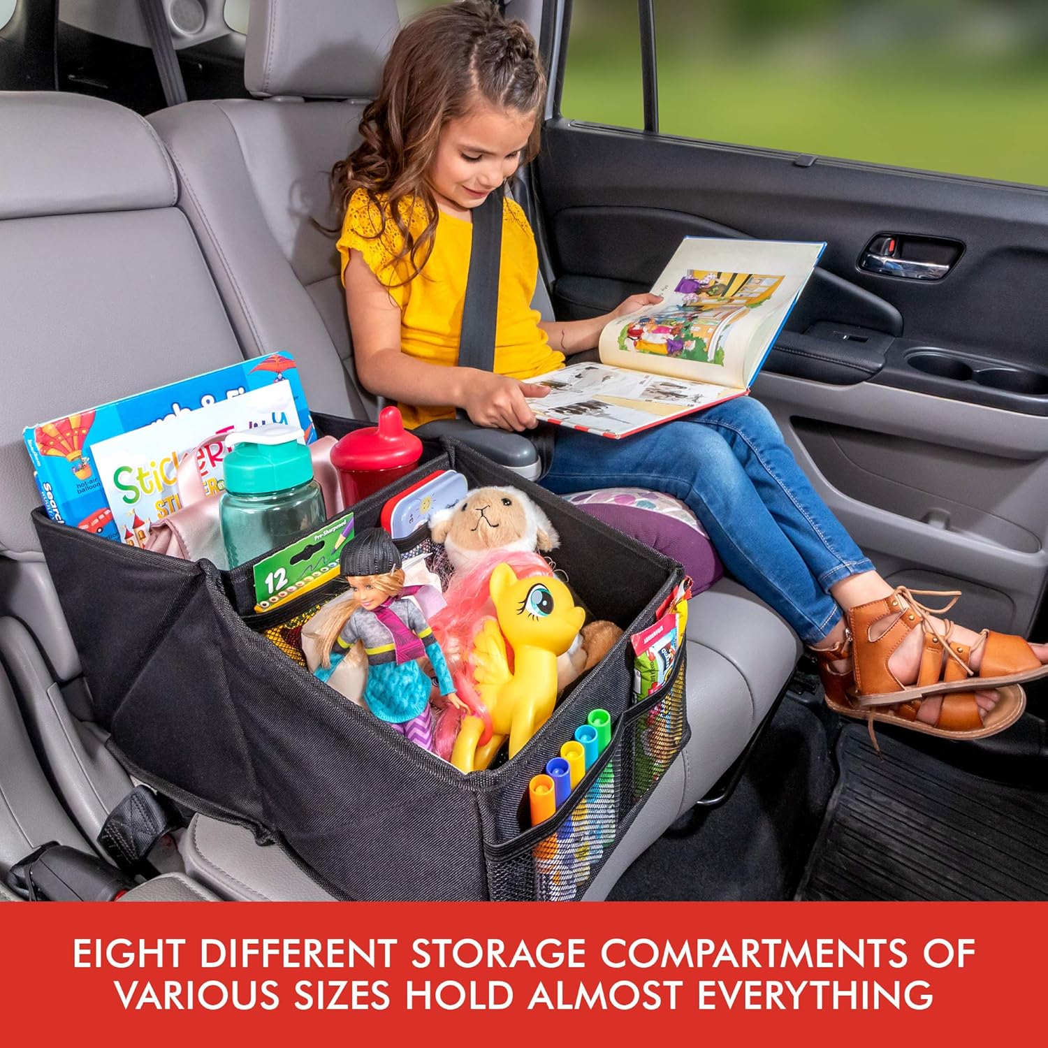 Lusso Gear Car Seat Organizer for Front or Backseat - Great for Adults & Kids, Features 9 Storage Compartments for Toys, Magazines, Tissues, Maps, Books, Documents, Games & More : Baby