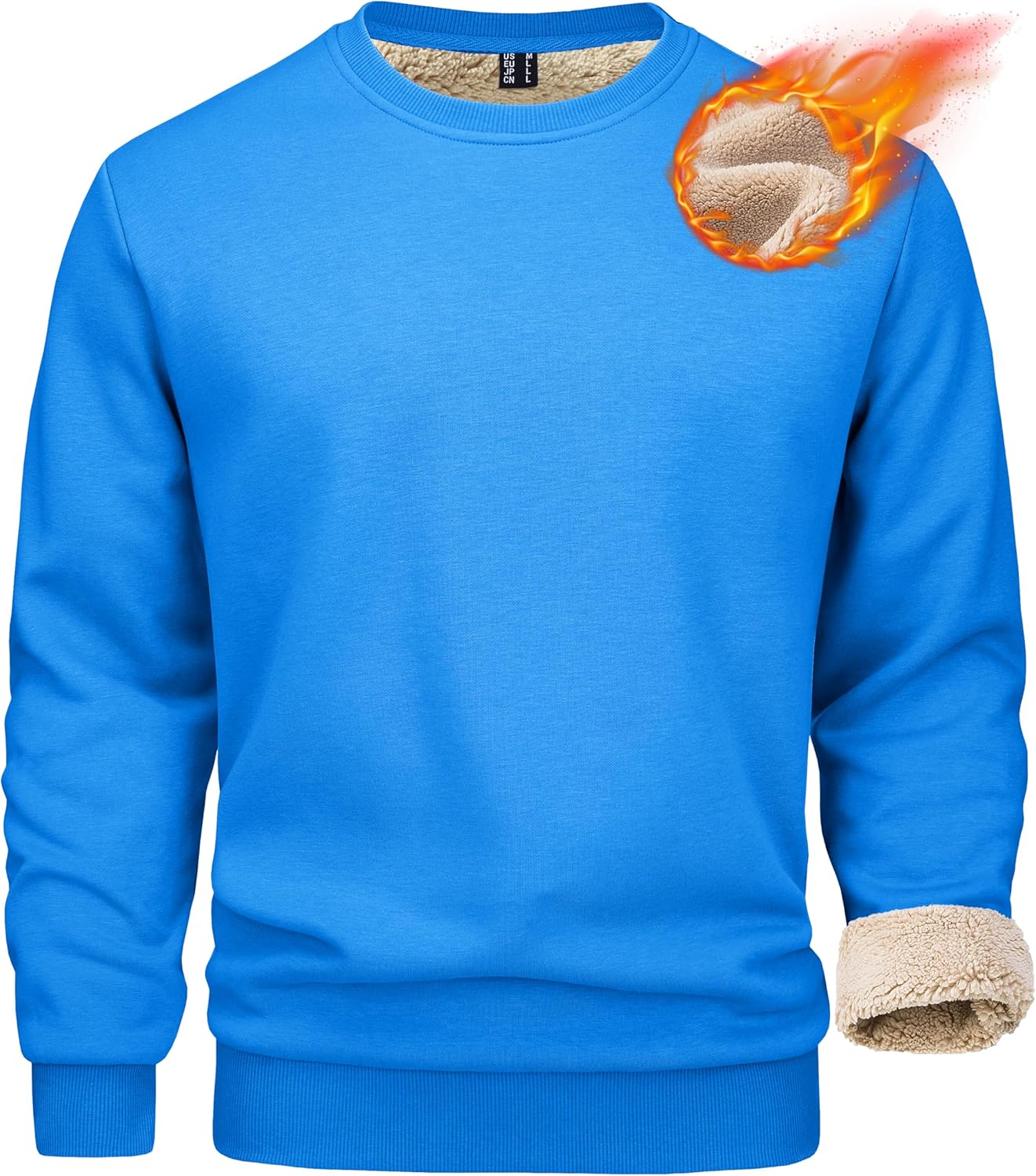 MAGCOMSEN Men's Sherpa Lined Sweatshirts Fleece Pullover Basic Tops Warm Crewneck Winter Sweatshirt