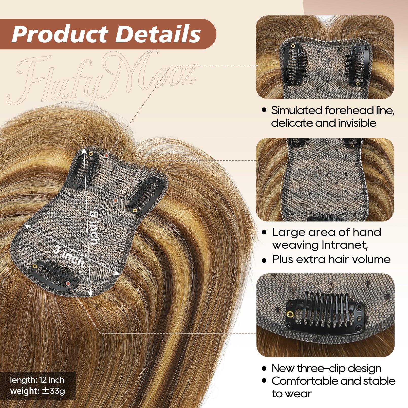 Flufymooz 100% Real Human Hair Toppers - Image 3