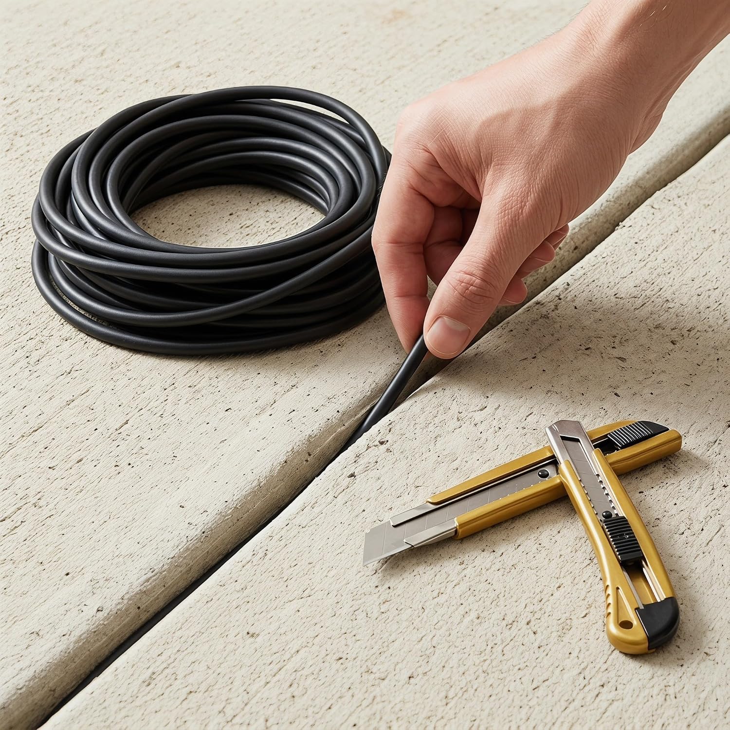 FUOYLOO 3pcs 1/4 Inch Epdm Rubber Foam Backer Rod, Flexible Expansion Joint Filler for Sink Gaps and Indoor Wall Cracks, Easy Installation Black Seal Strip for Concrete Joints