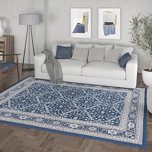 Miniatura 6 de Tayse Alfombra de pasillo azul marino de 2 x 10 pulgadas, alfombra de cocina, alfombra para entrada interior, entrada, pasarela, alfombra